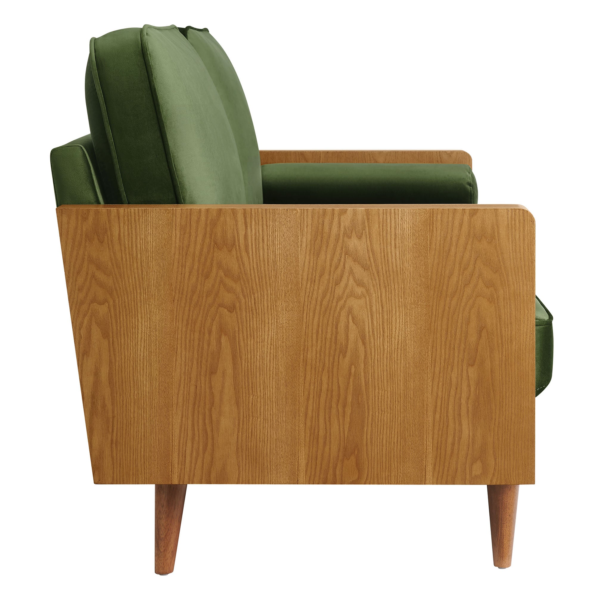 Kellan Performance Velvet Sofa, Walnut Moss Green