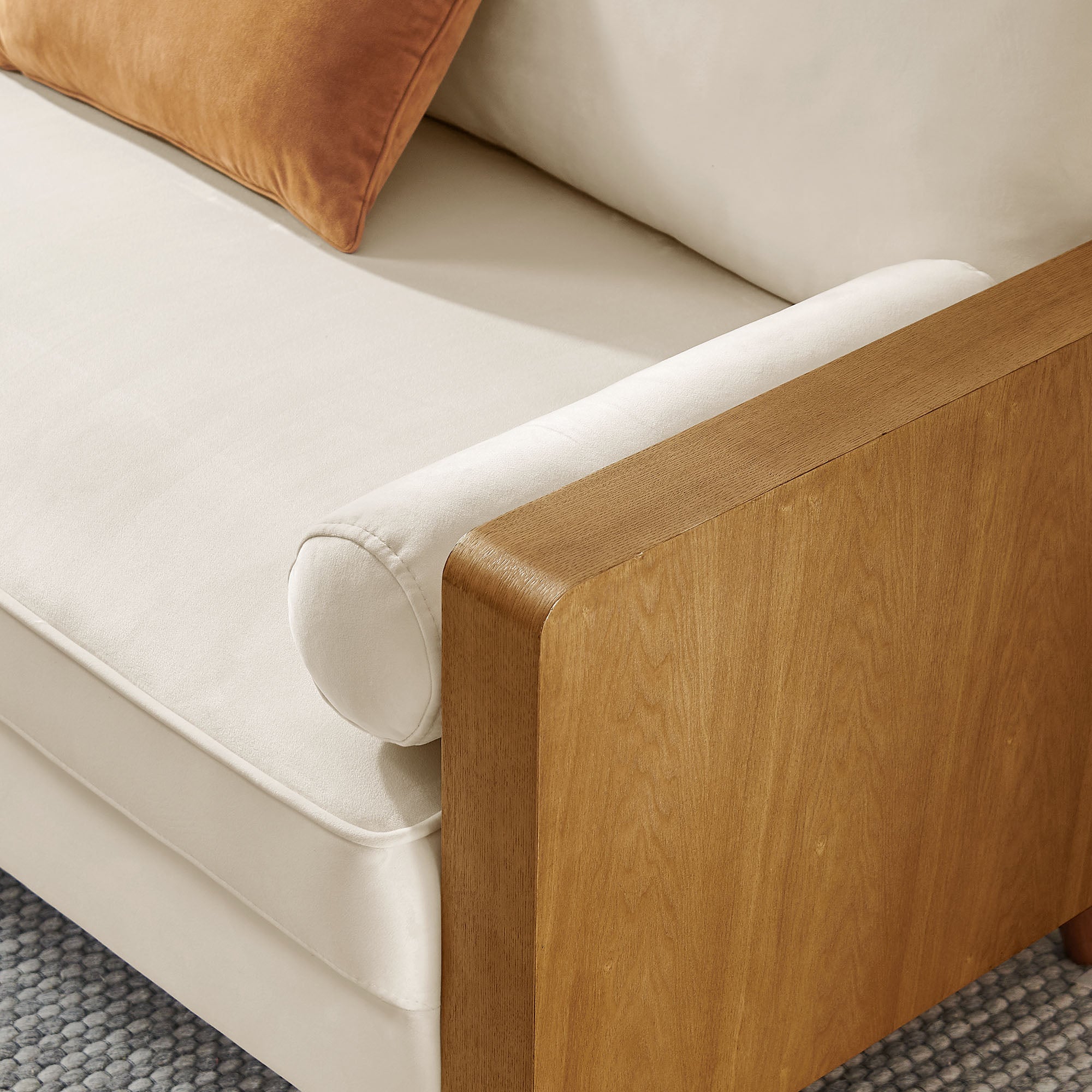 Kellan Performance Velvet Loveseat, Walnut Alabaster