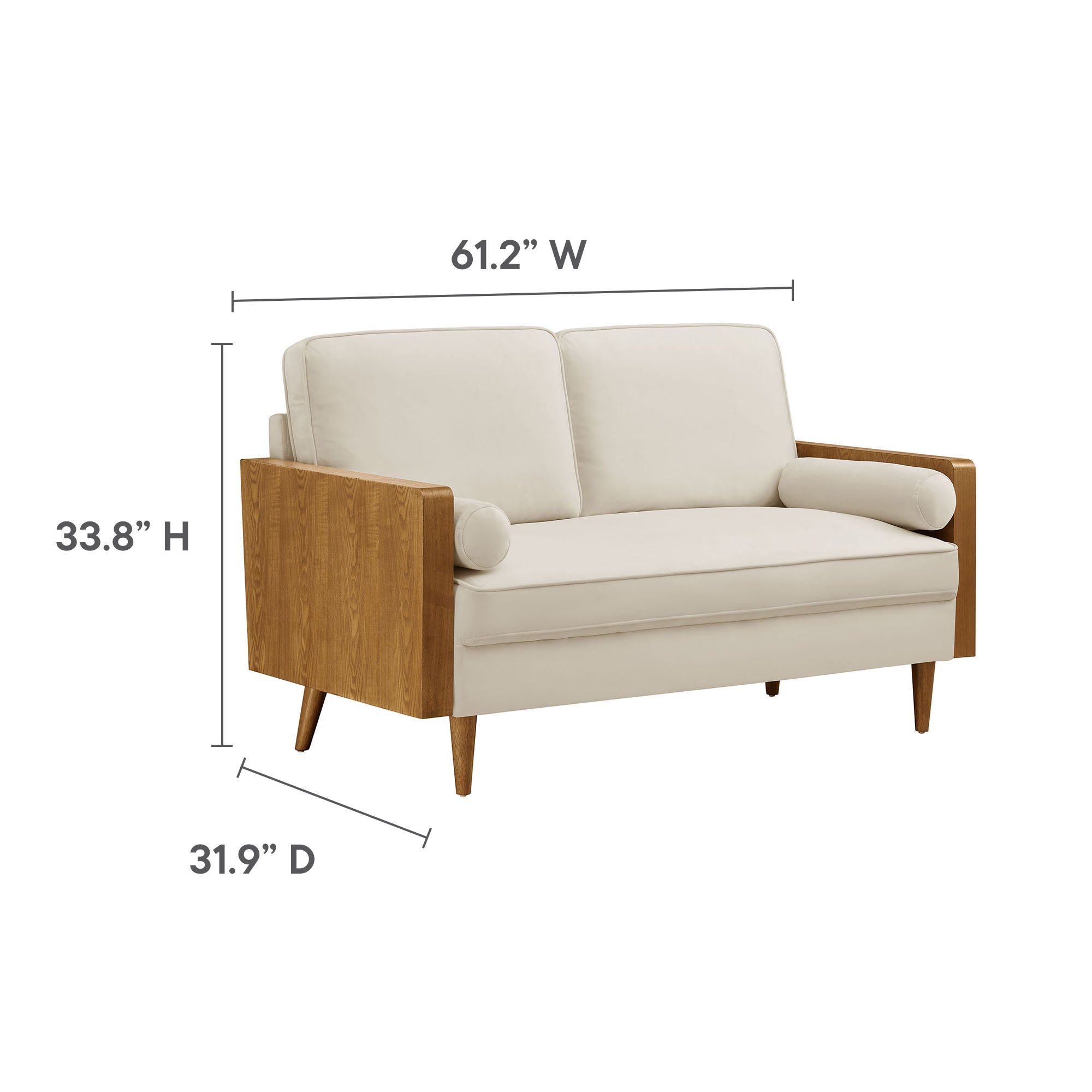 Kellan Performance Velvet Loveseat, Walnut Alabaster