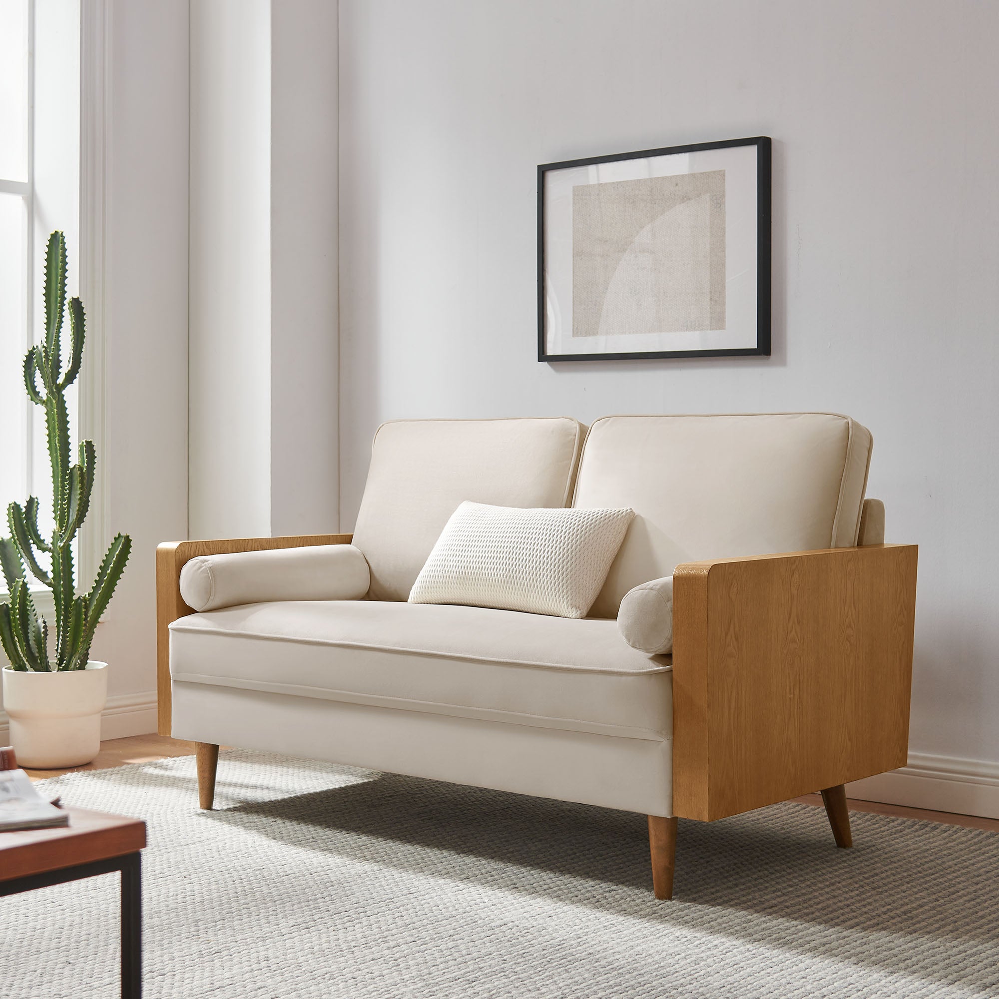 Kellan Performance Velvet Loveseat, Walnut Almond