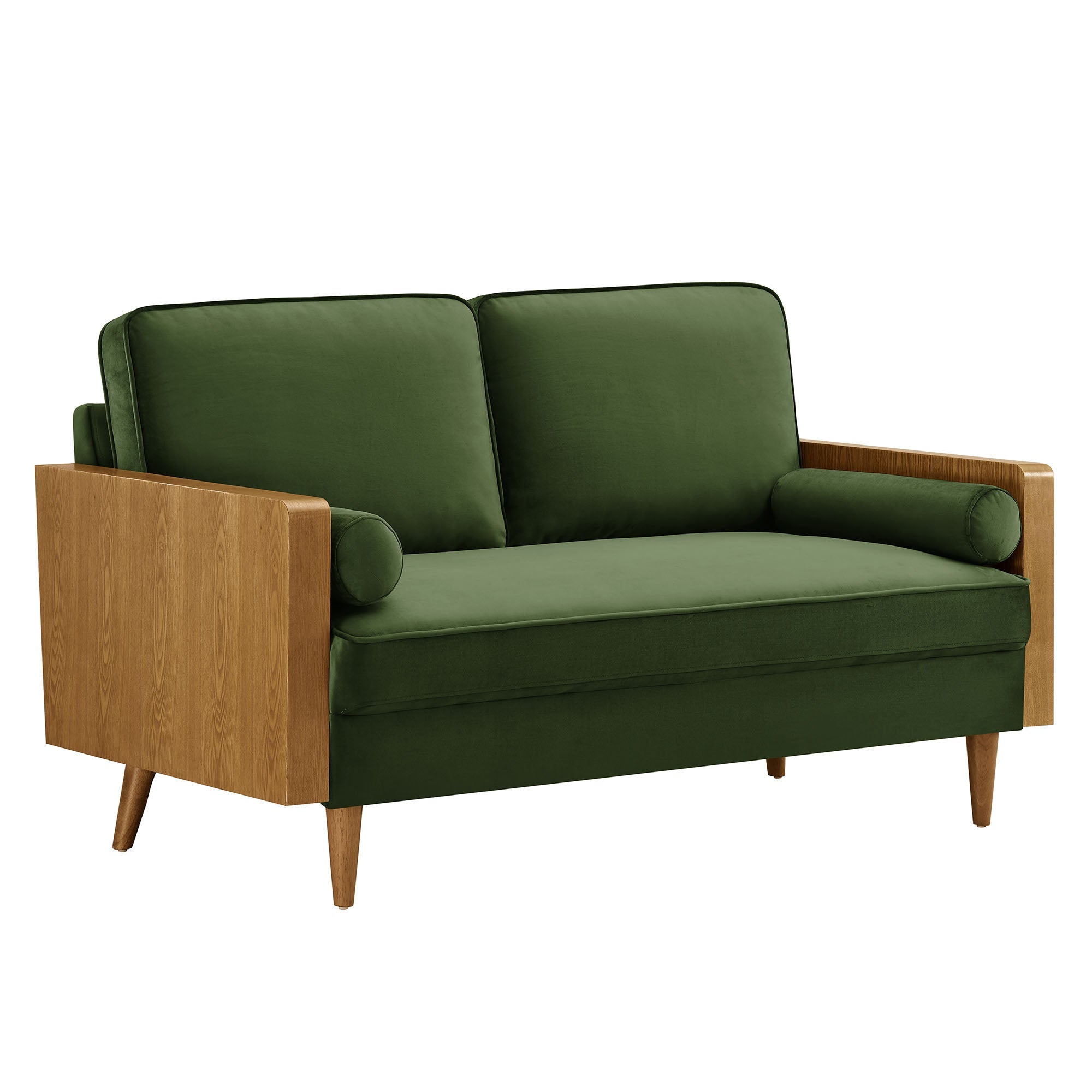 Kellan Performance Velvet Loveseat, Walnut Moss Green