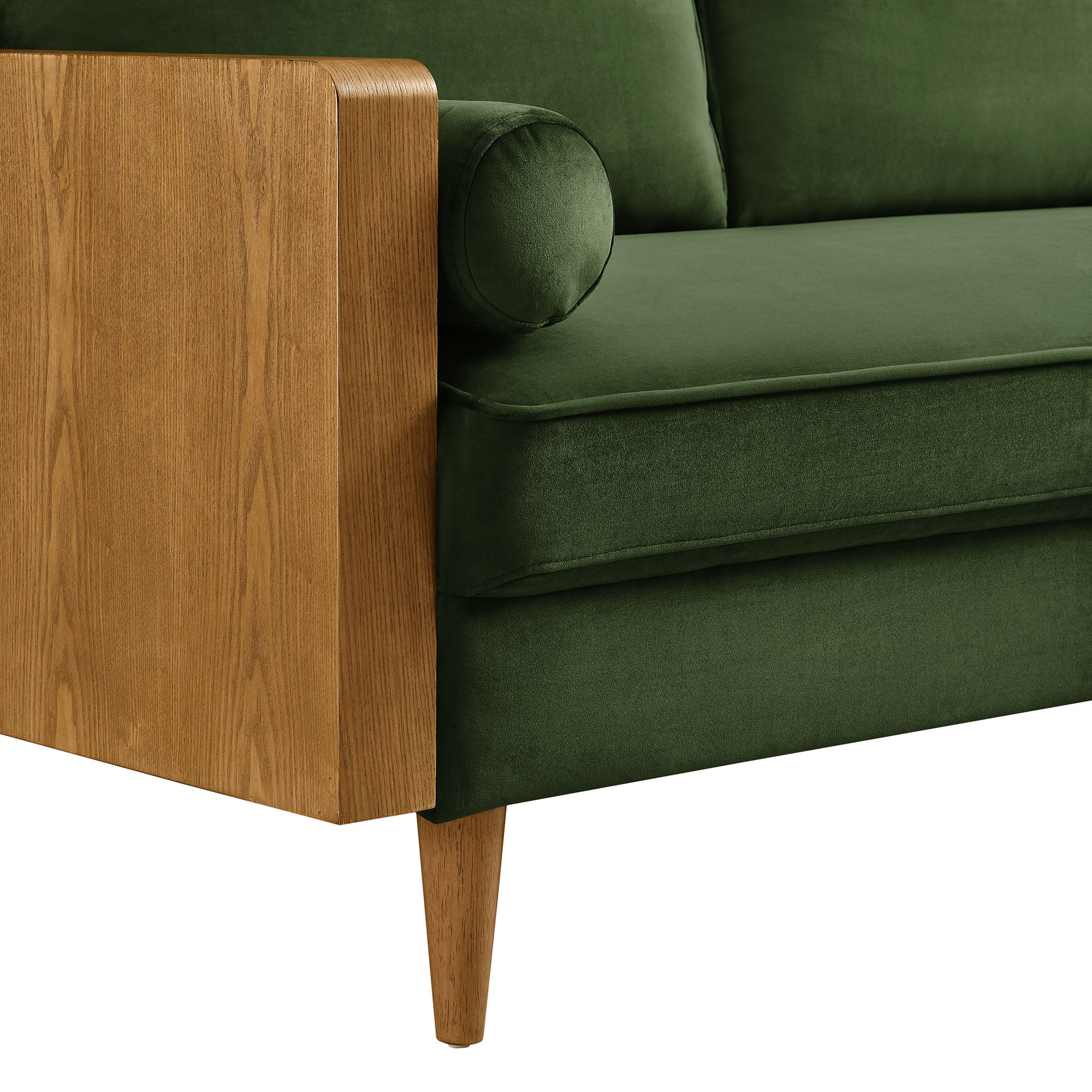 Kellan Performance Velvet Loveseat, Walnut Moss Green