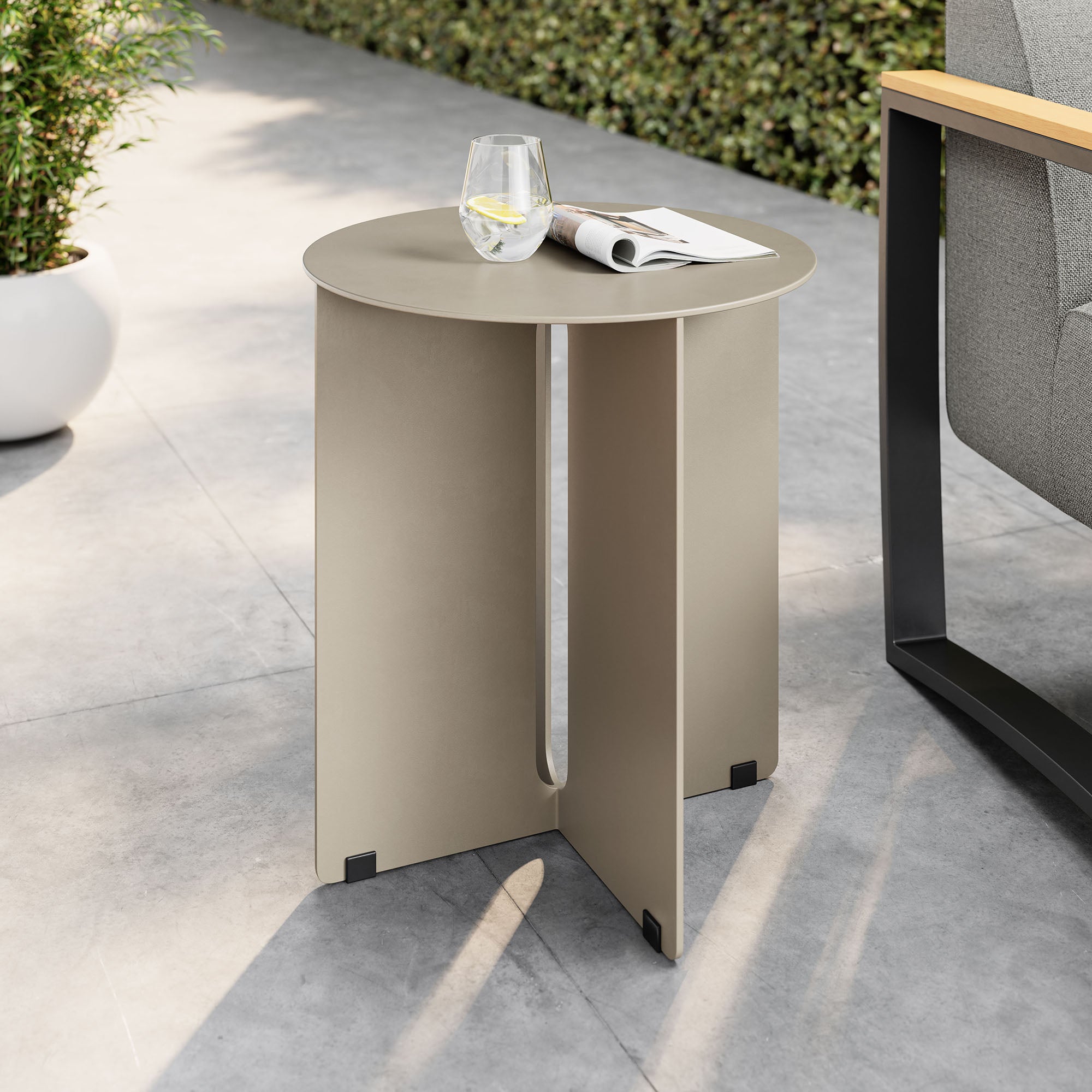Tecton Outdoor Patio Aluminum Side Table, Khaki