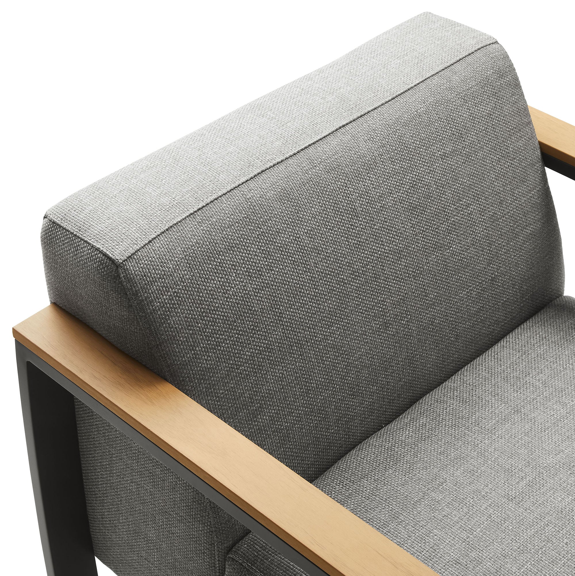 Sauve Outdoor Patio Aluminum and Fabric Armchair, Charcoal Light Gray