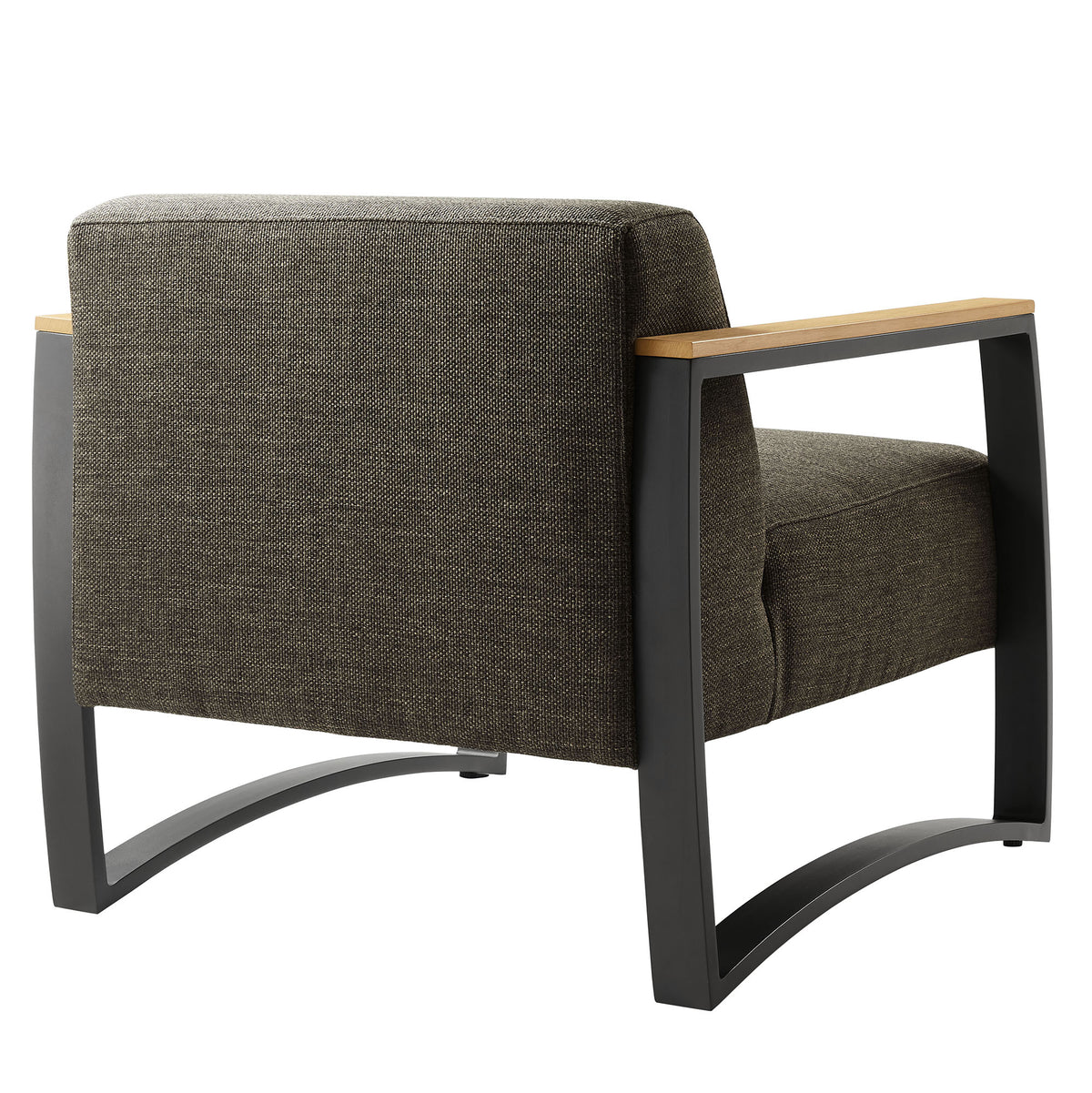 Sauve Outdoor Patio Aluminum and Fabric Armchair, Charcoal Smoke