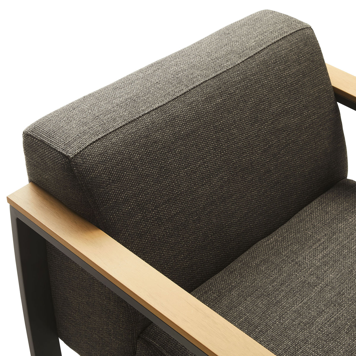 Sauve Outdoor Patio Aluminum and Fabric Armchair, Charcoal Smoke