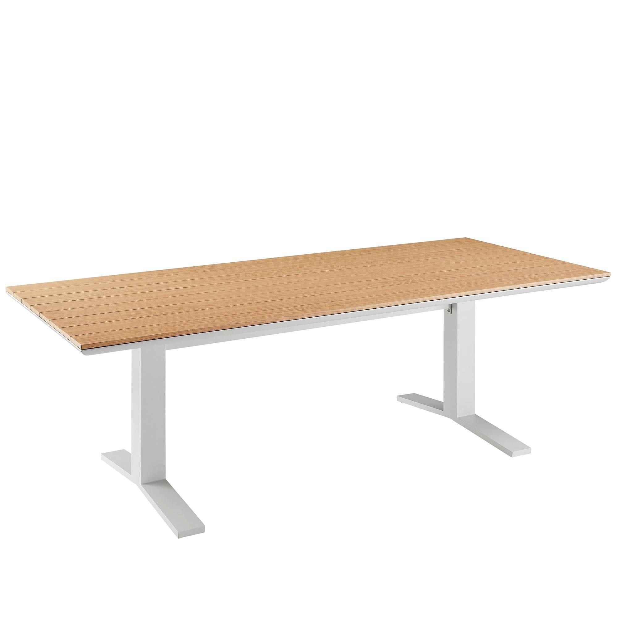 Gavelston 91" Outdoor Patio Aluminum Dining Table, Natural White
