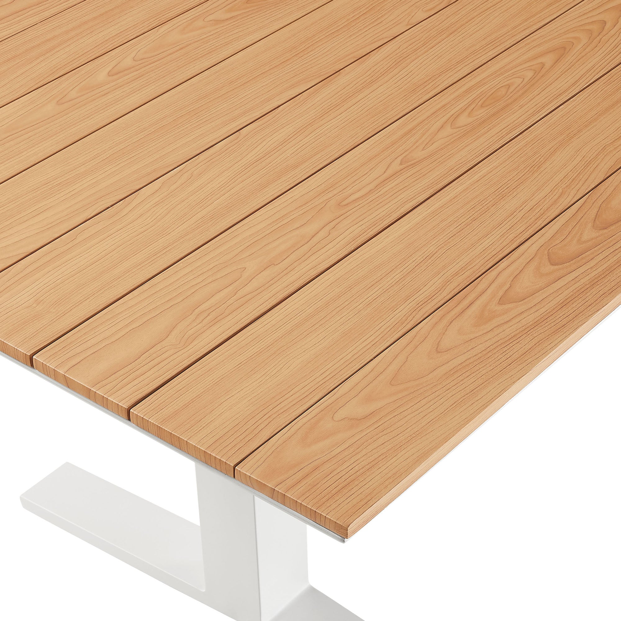 Gavelston 91" Outdoor Patio Aluminum Dining Table, Natural White