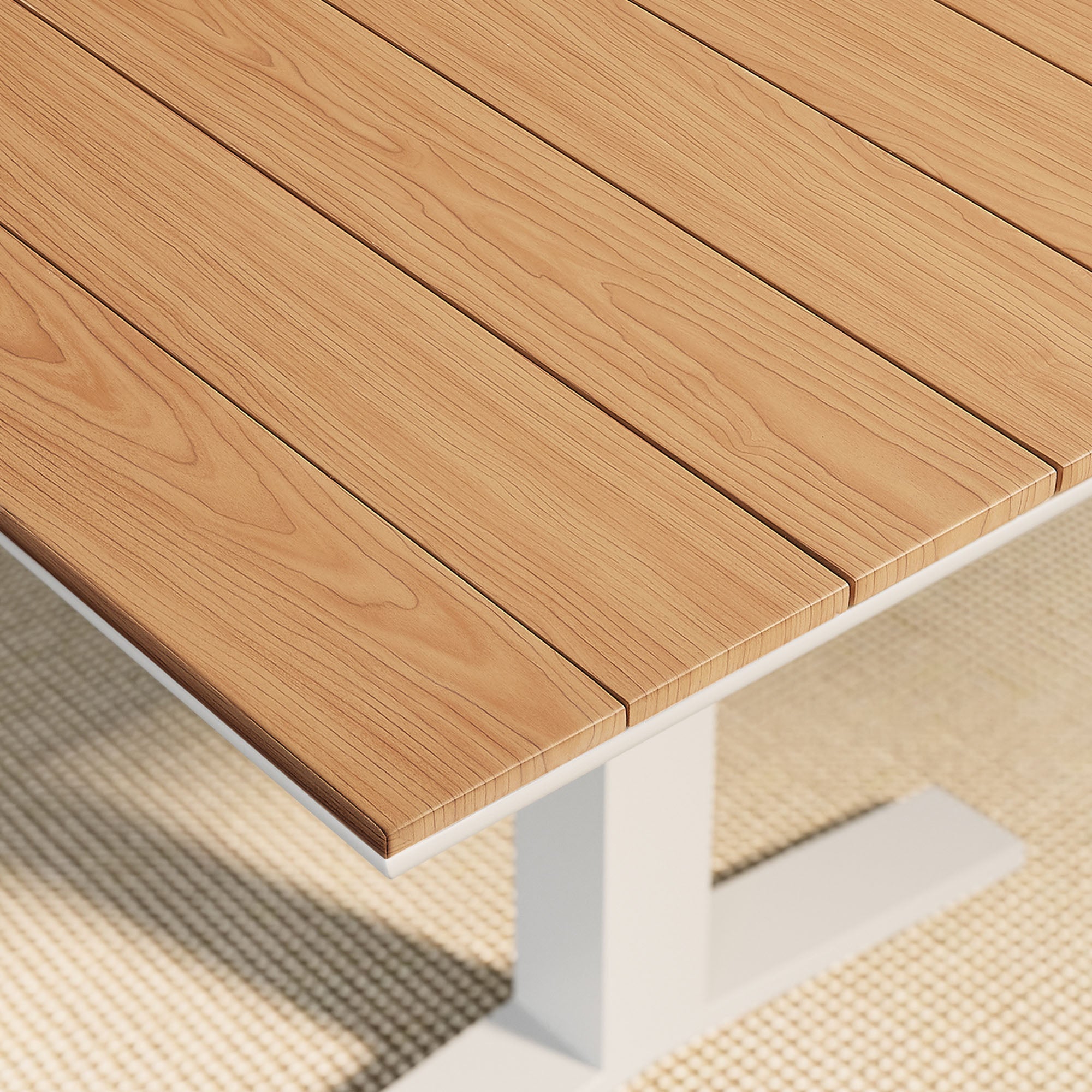 Gavelston 91" Outdoor Patio Aluminum Dining Table, Natural White