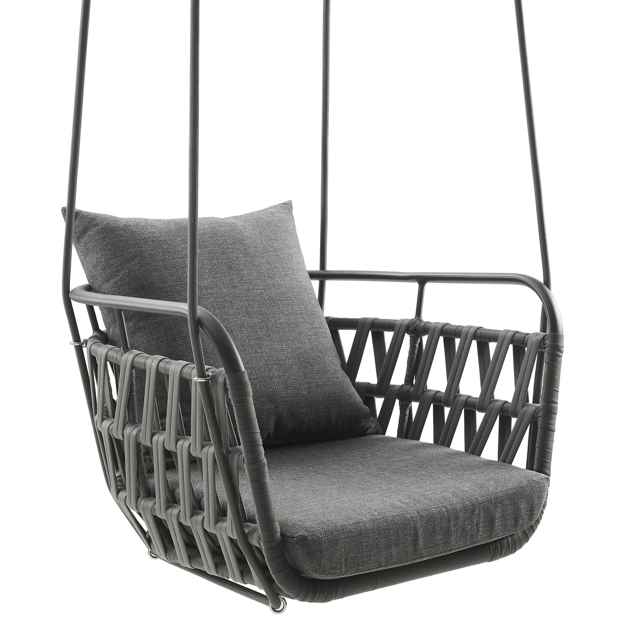 Kaliah Outdoor Patio Aluminum Swing Chair, Charcoal Charcoal