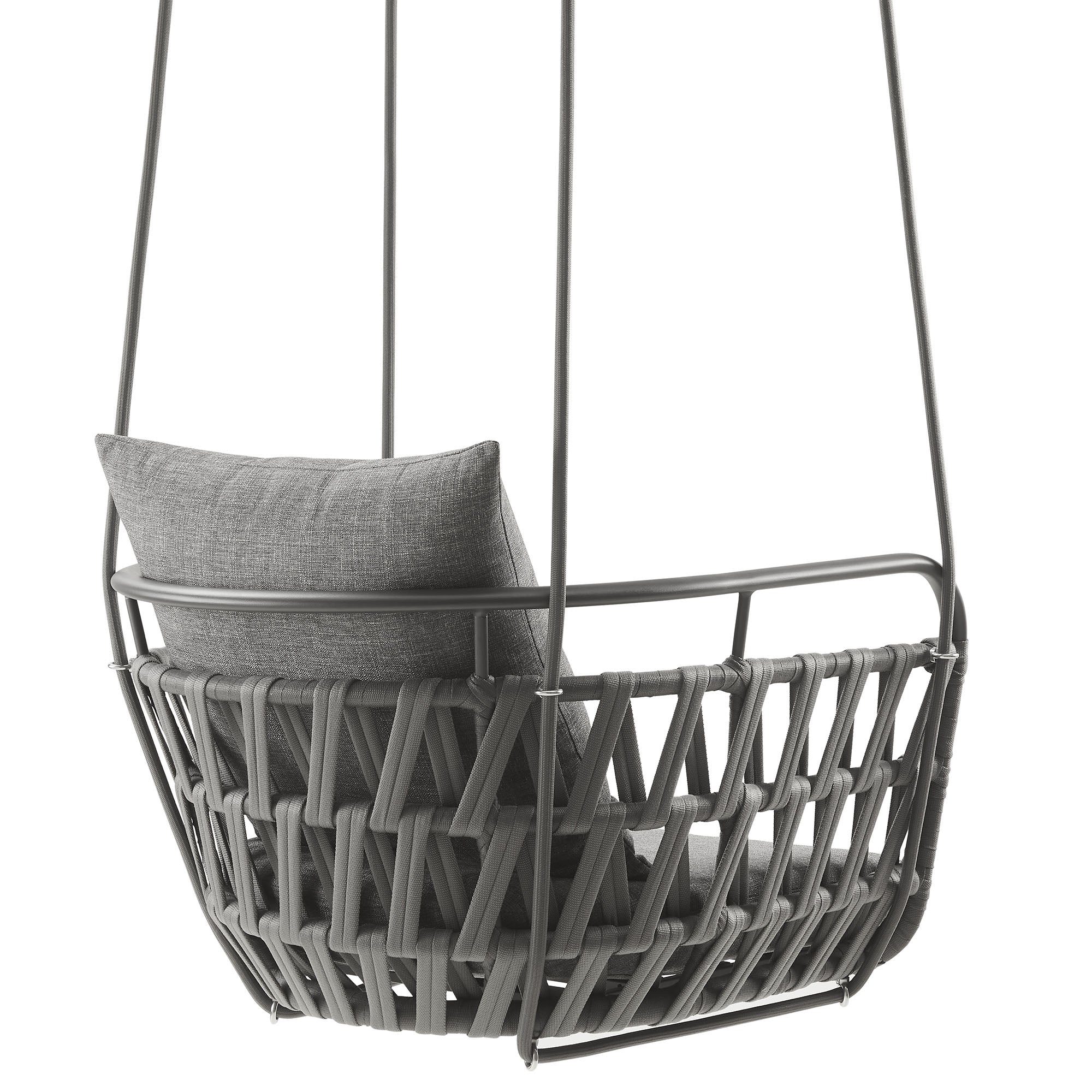 Kaliah Outdoor Patio Aluminum Swing Chair, Charcoal Charcoal