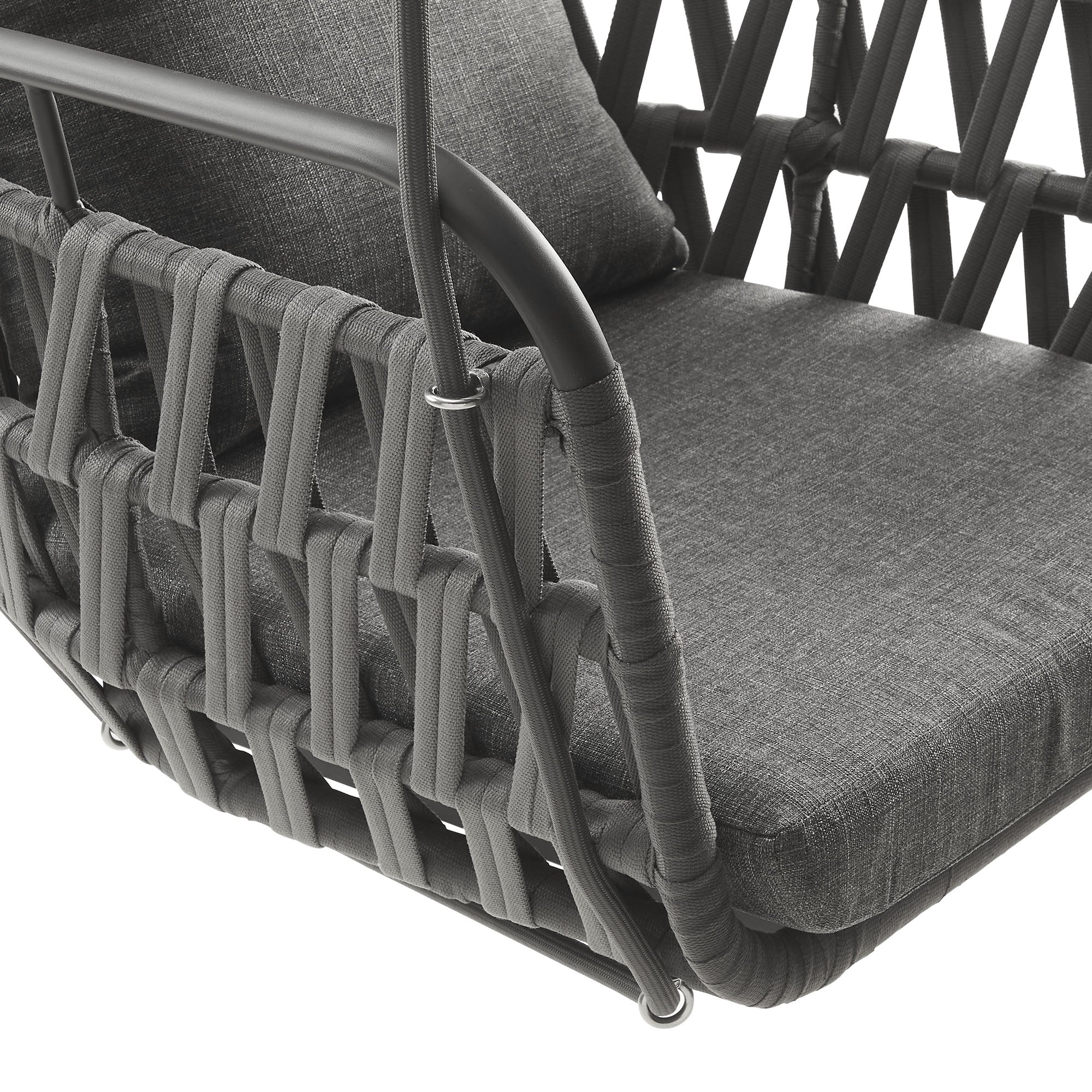 Kaliah Outdoor Patio Aluminum Swing Chair, Charcoal Charcoal