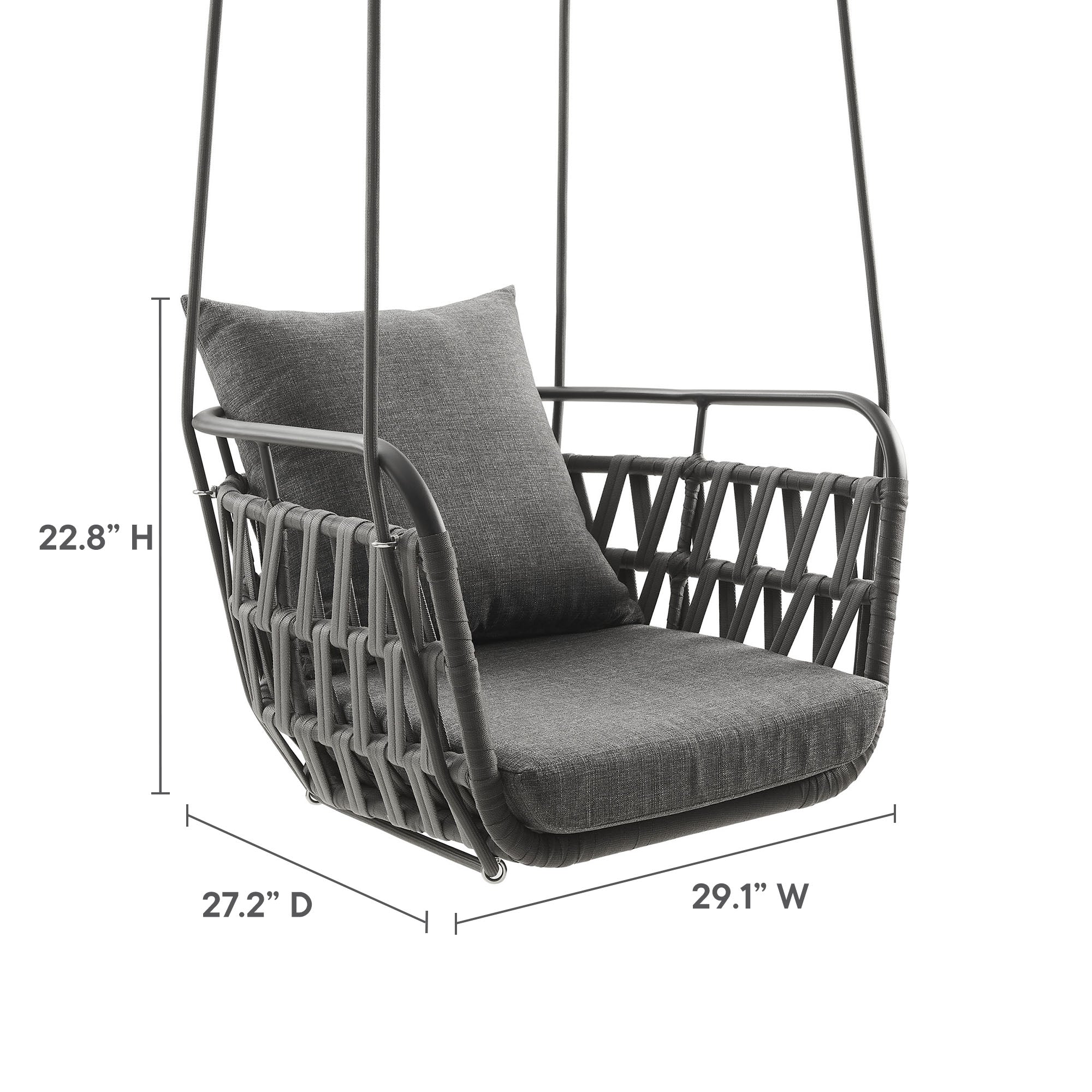 Kaliah Outdoor Patio Aluminum Swing Chair, Charcoal Charcoal