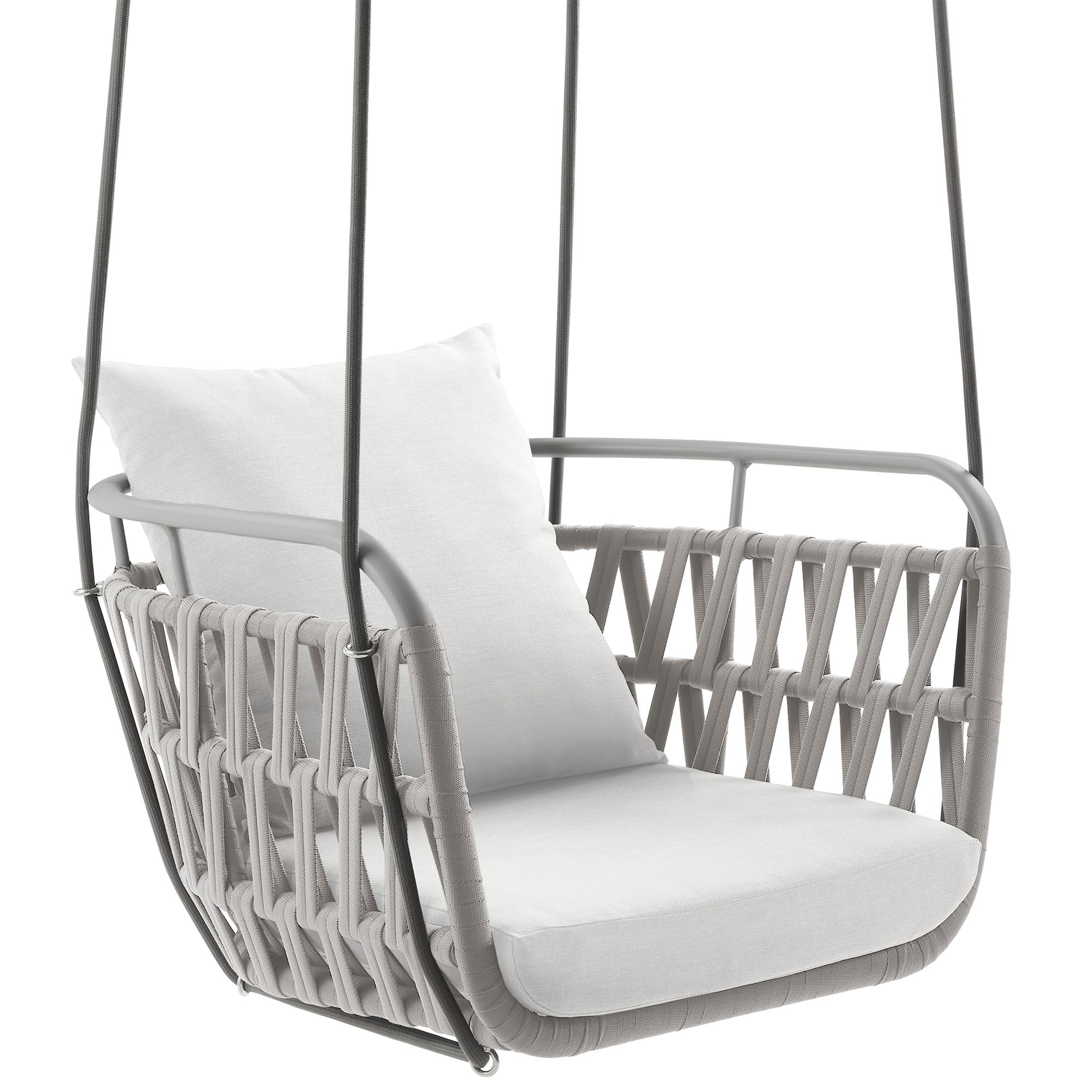 Kaliah Outdoor Patio Aluminum Swing Chair, Light Gray White