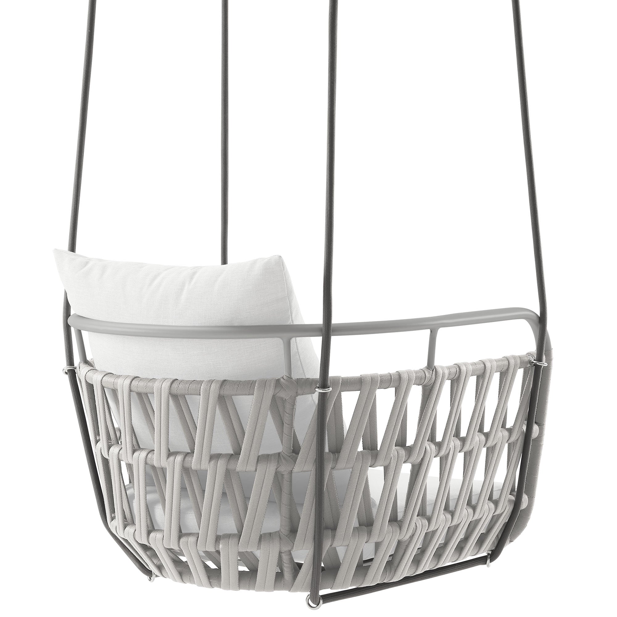 Kaliah Outdoor Patio Aluminum Swing Chair, Light Gray White