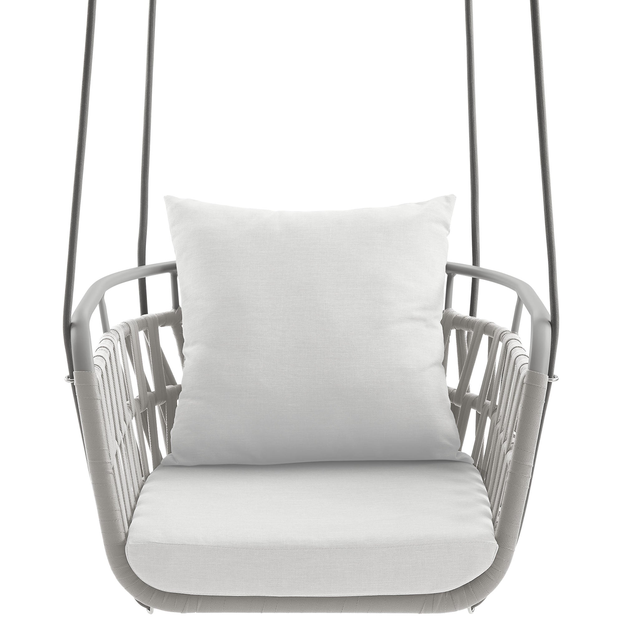 Kaliah Outdoor Patio Aluminum Swing Chair, Light Gray White