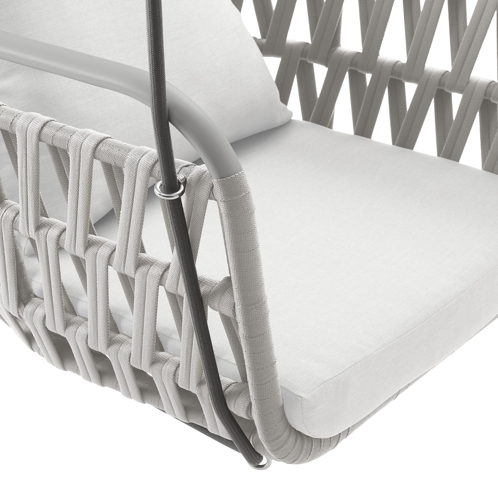 Kaliah Outdoor Patio Aluminum Swing Chair, Light Gray White