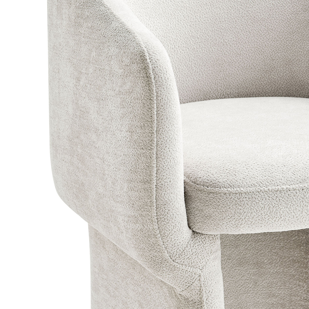 Verity Barrel Back Chenille Dining Armchair, Ivory
