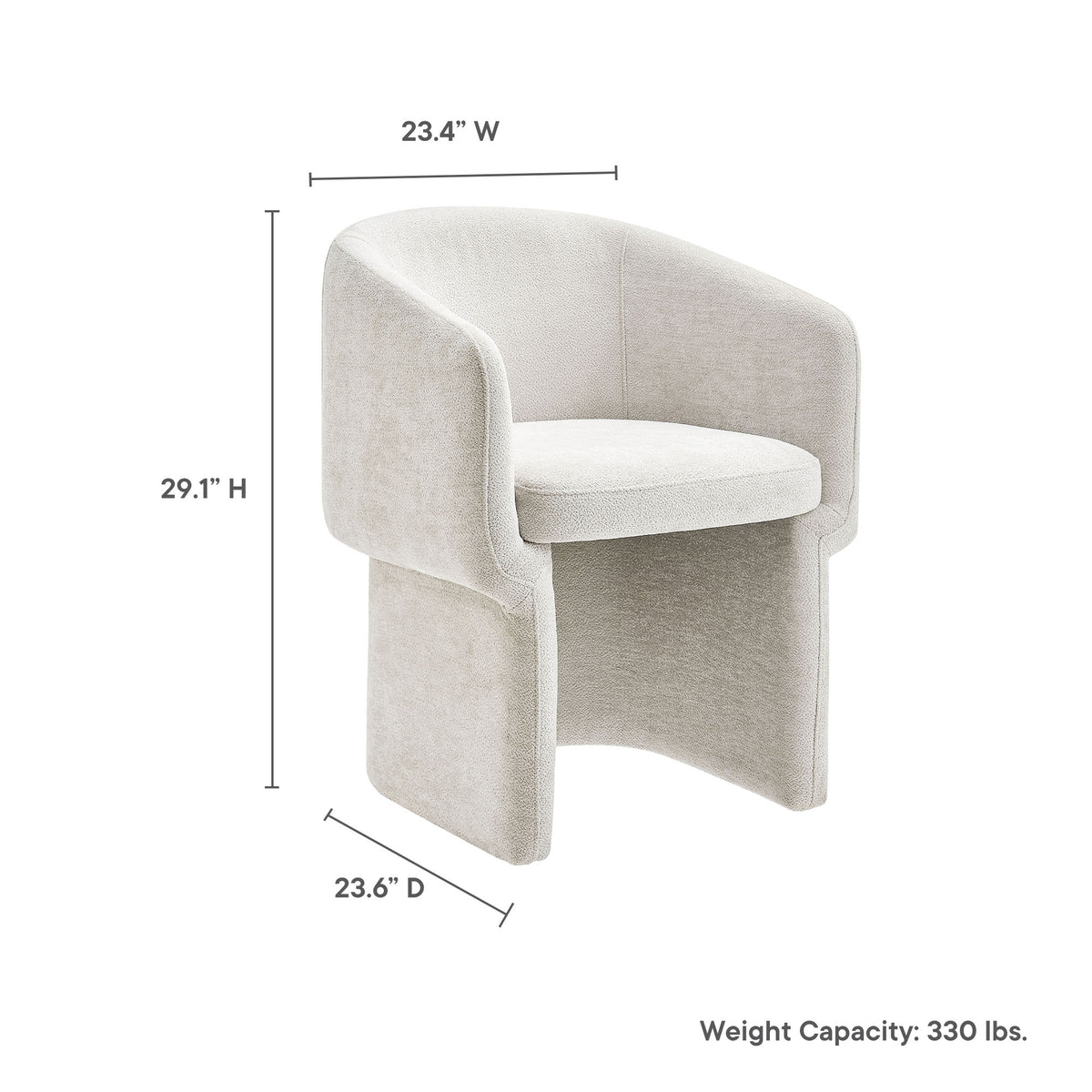 Verity Barrel Back Chenille Dining Armchair, Ivory