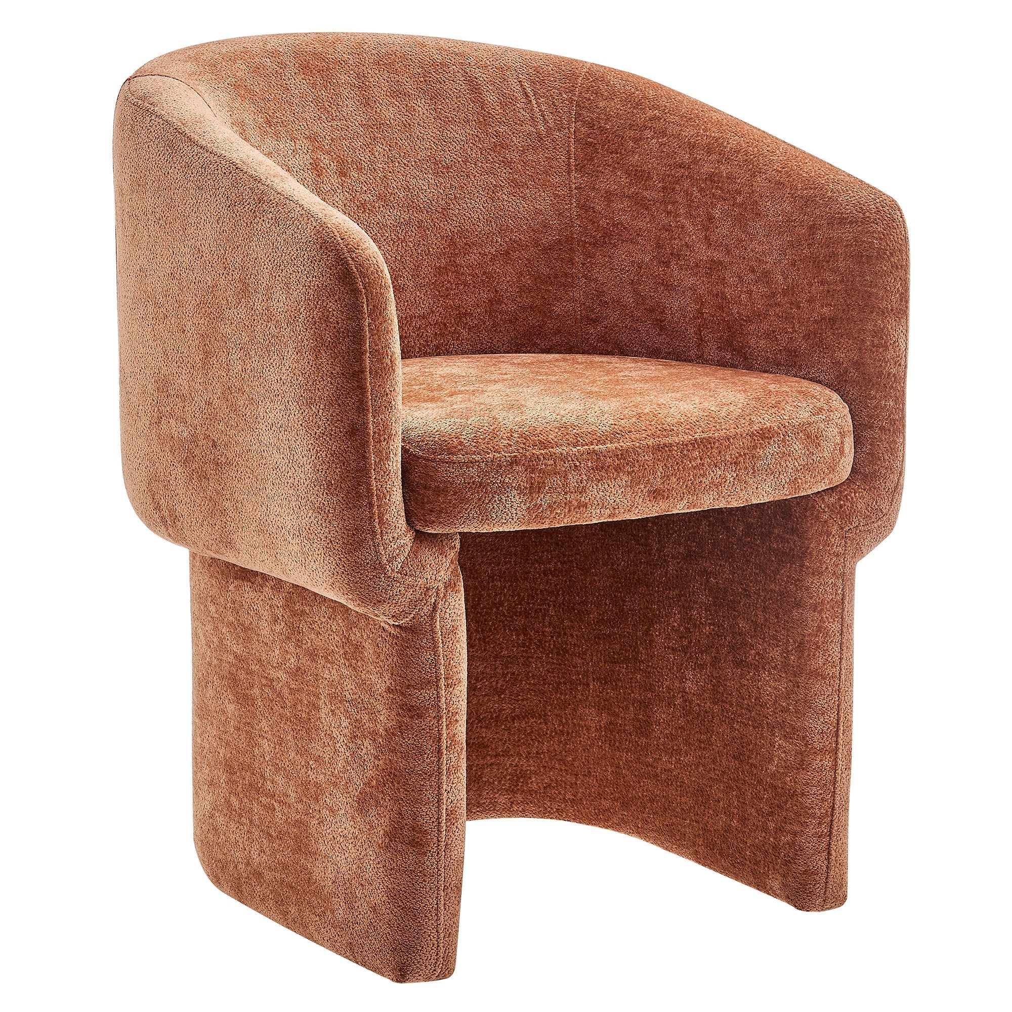 Verity Barrel Back Chenille Dining Armchair, Rust