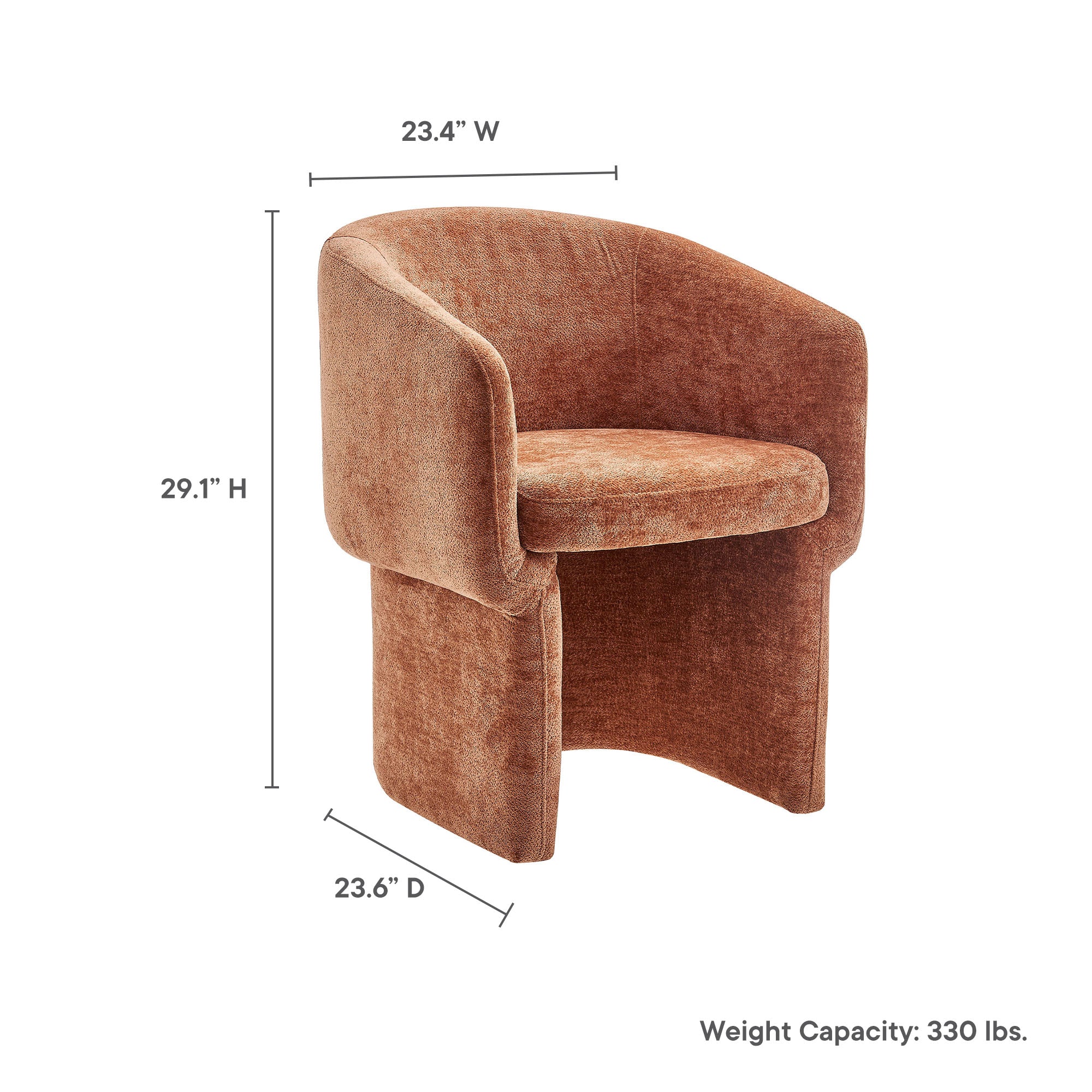 Verity Barrel Back Chenille Dining Armchair, Rust