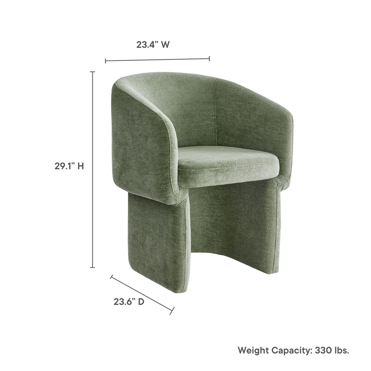 Verity Barrel Back Chenille Dining Armchair, Sage