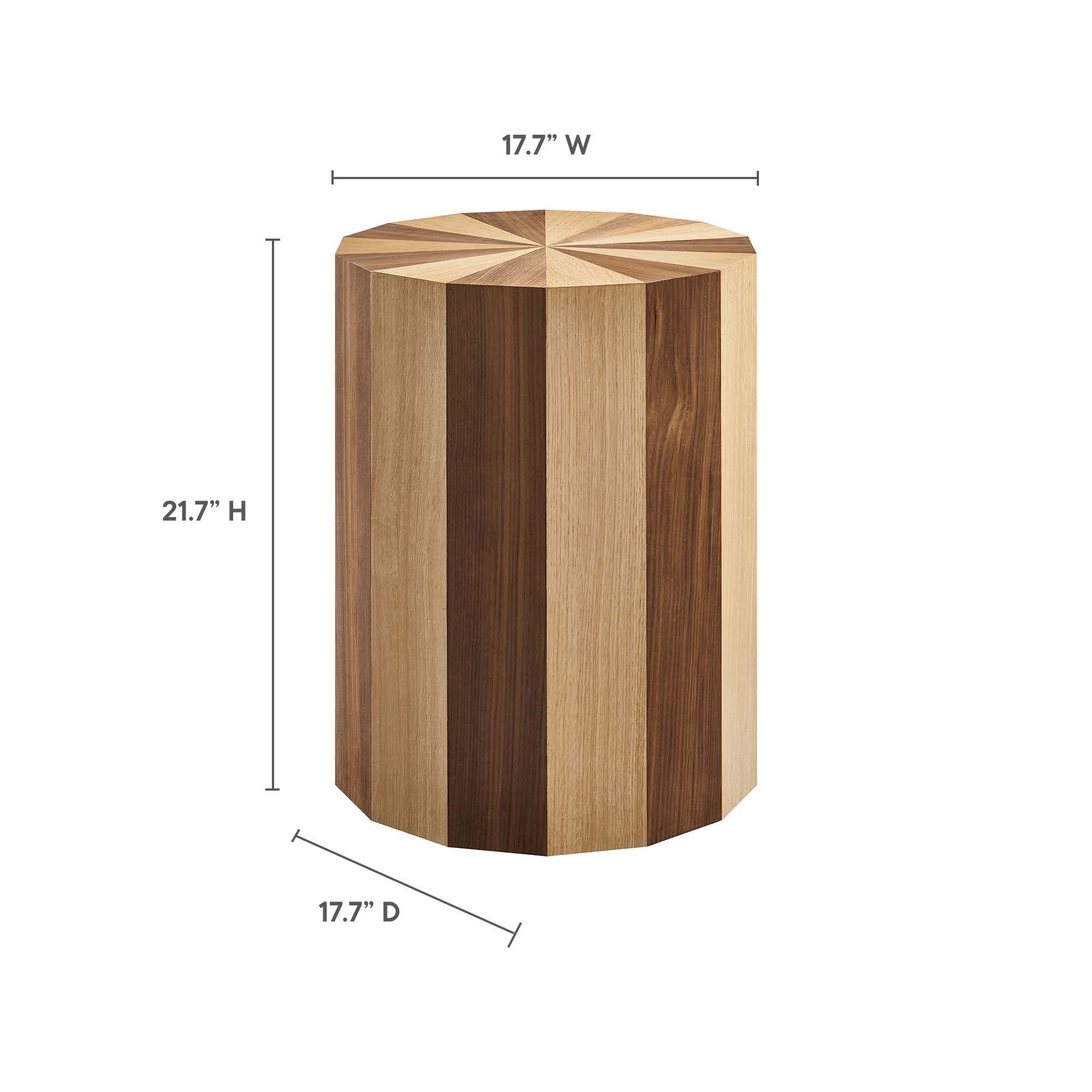 Twirl Two-Toned Wood Veneer Side Table, Oak Walnut