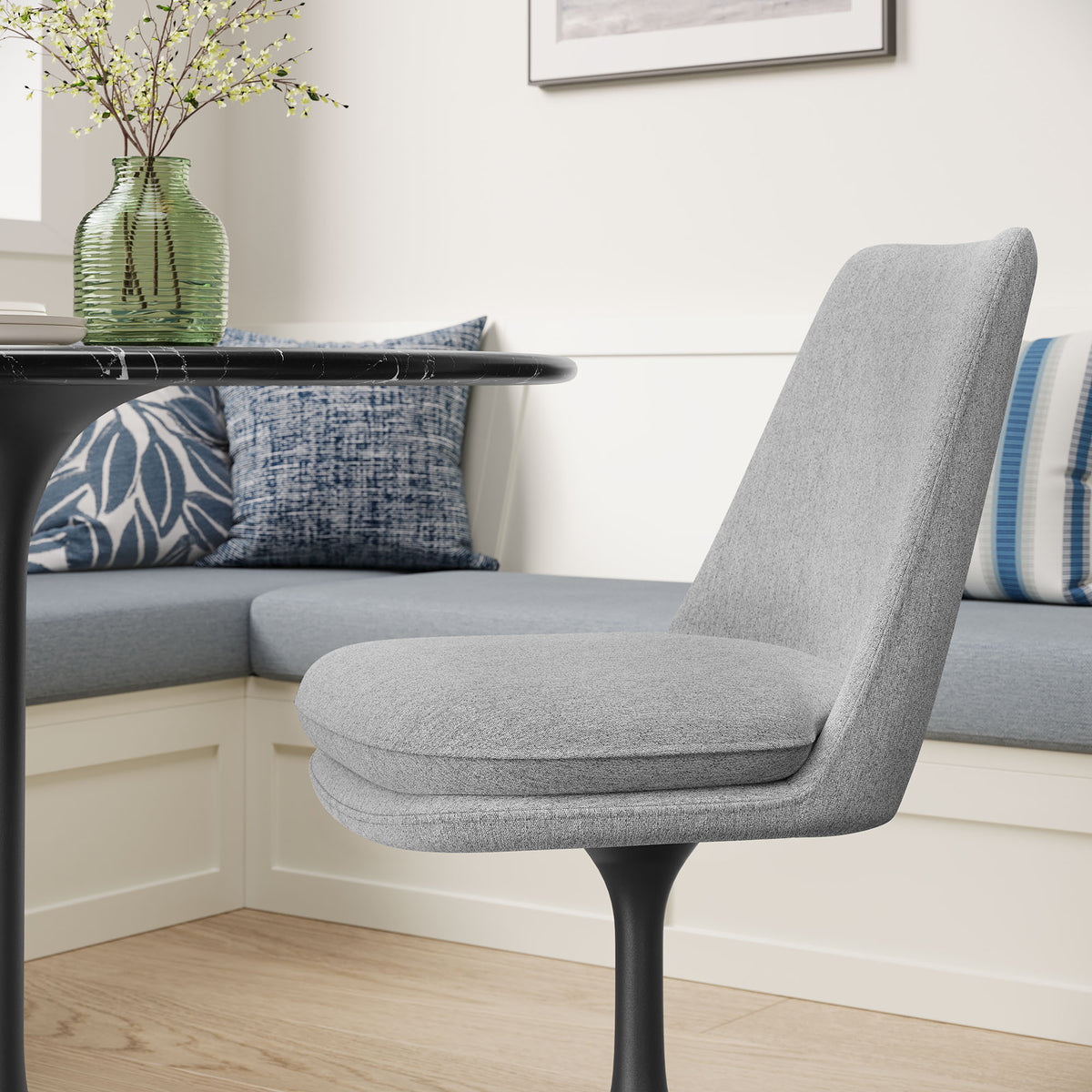 Lippa Swivel Dining Upholstered Side Chair, Black Light Gray