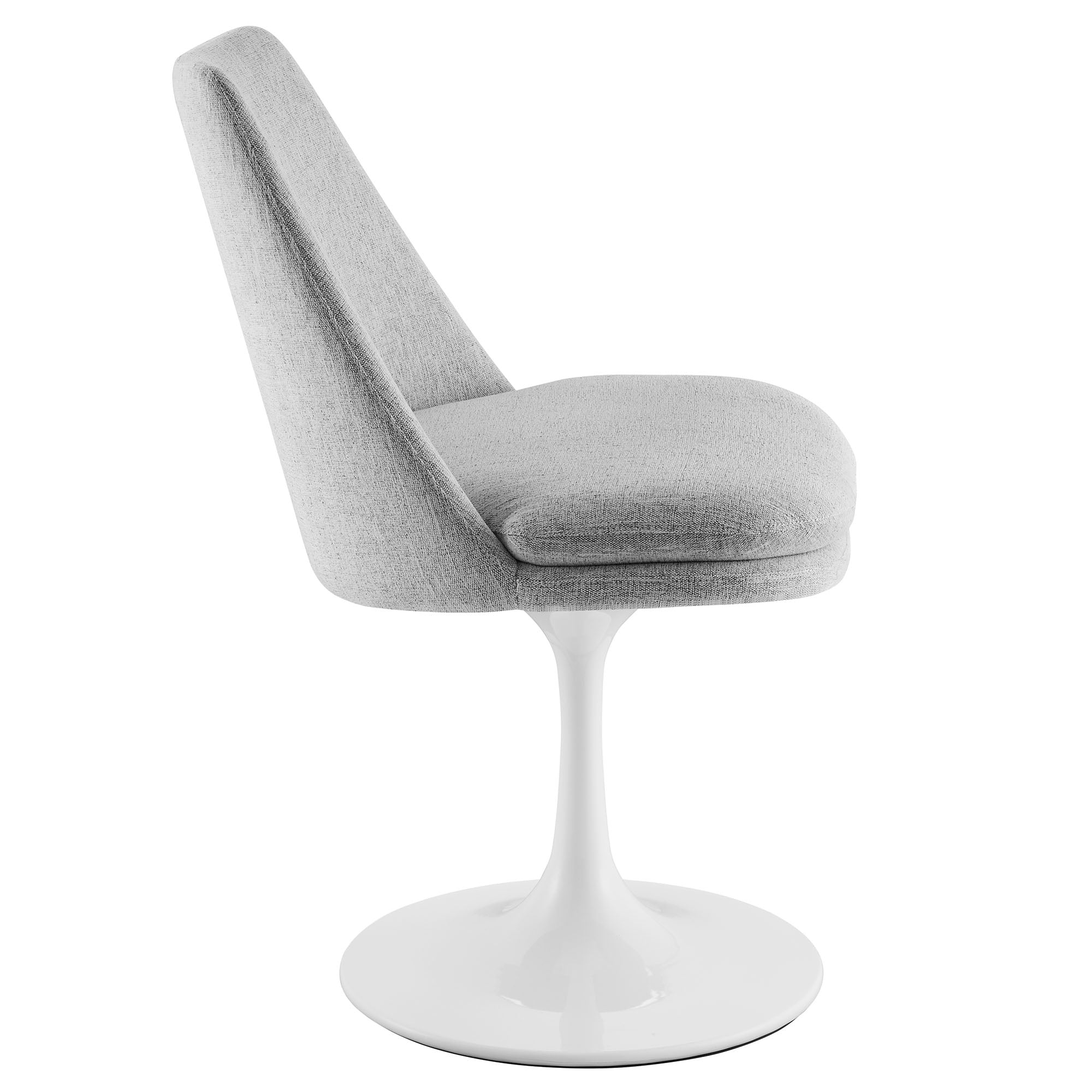 Lippa Swivel Dining Upholstered Side Chair, White Light Gray
