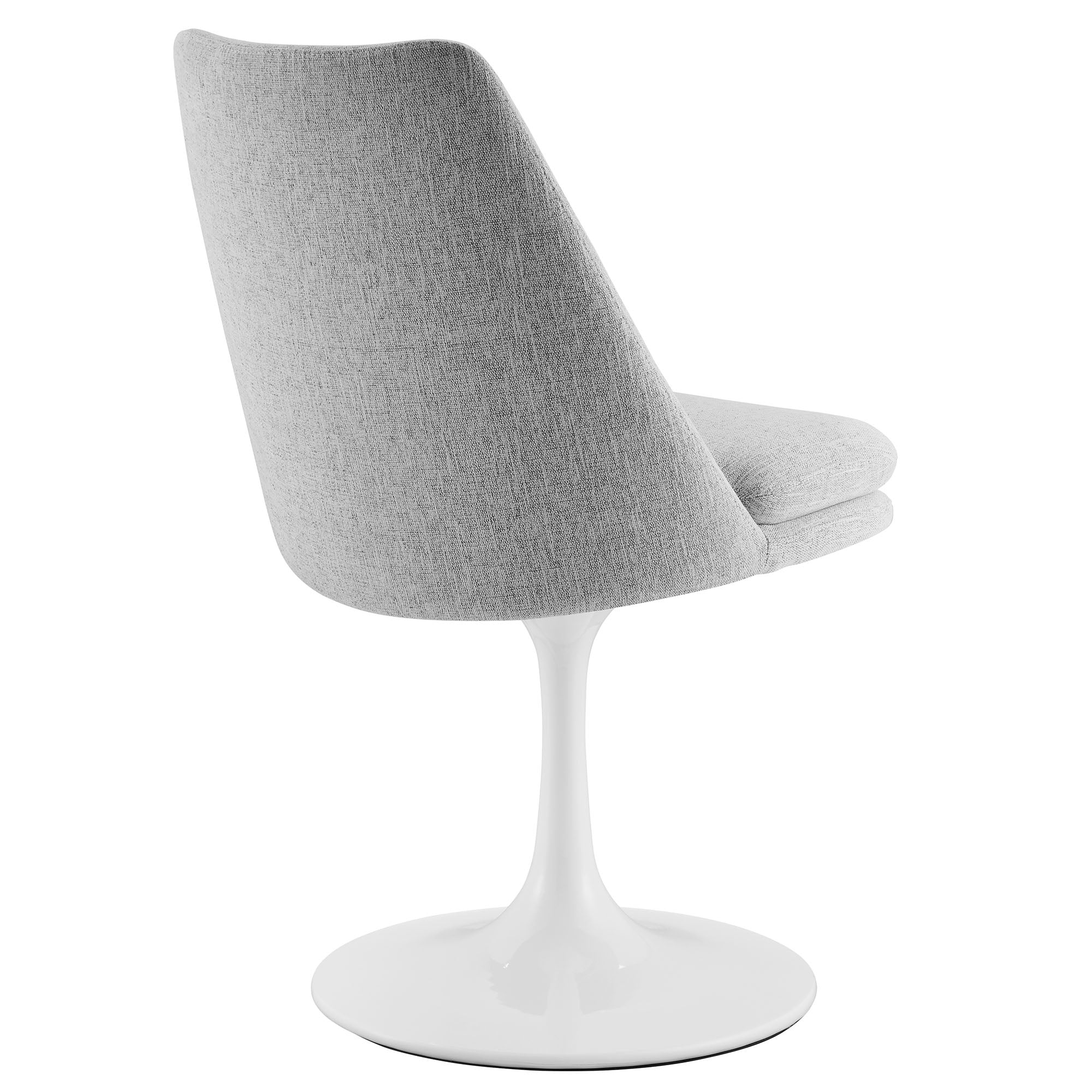 Lippa Swivel Dining Upholstered Side Chair, White Light Gray