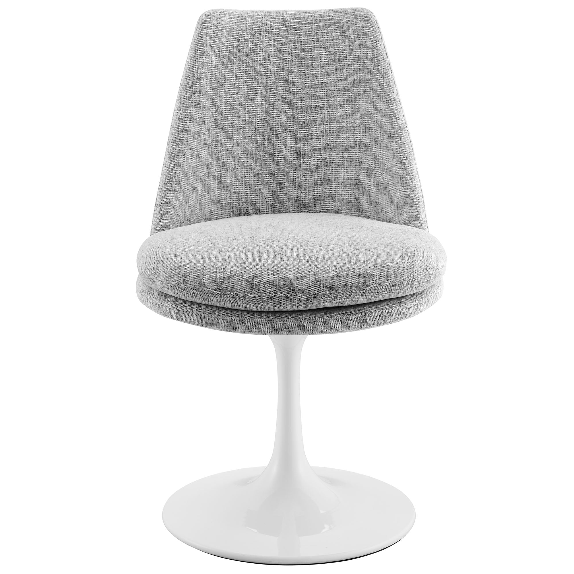 Lippa Swivel Dining Upholstered Side Chair, White Light Gray