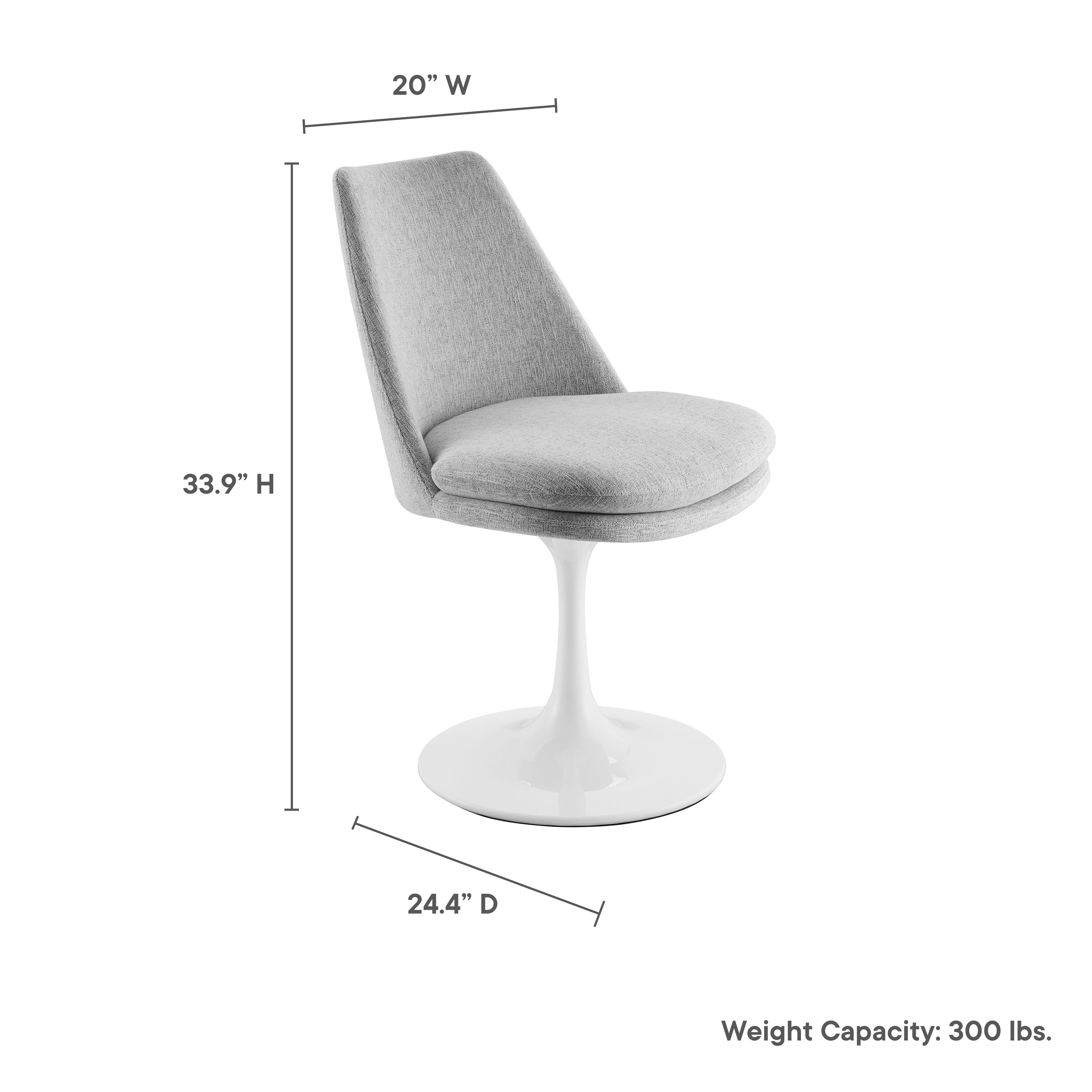 Lippa Swivel Dining Upholstered Side Chair, White Light Gray