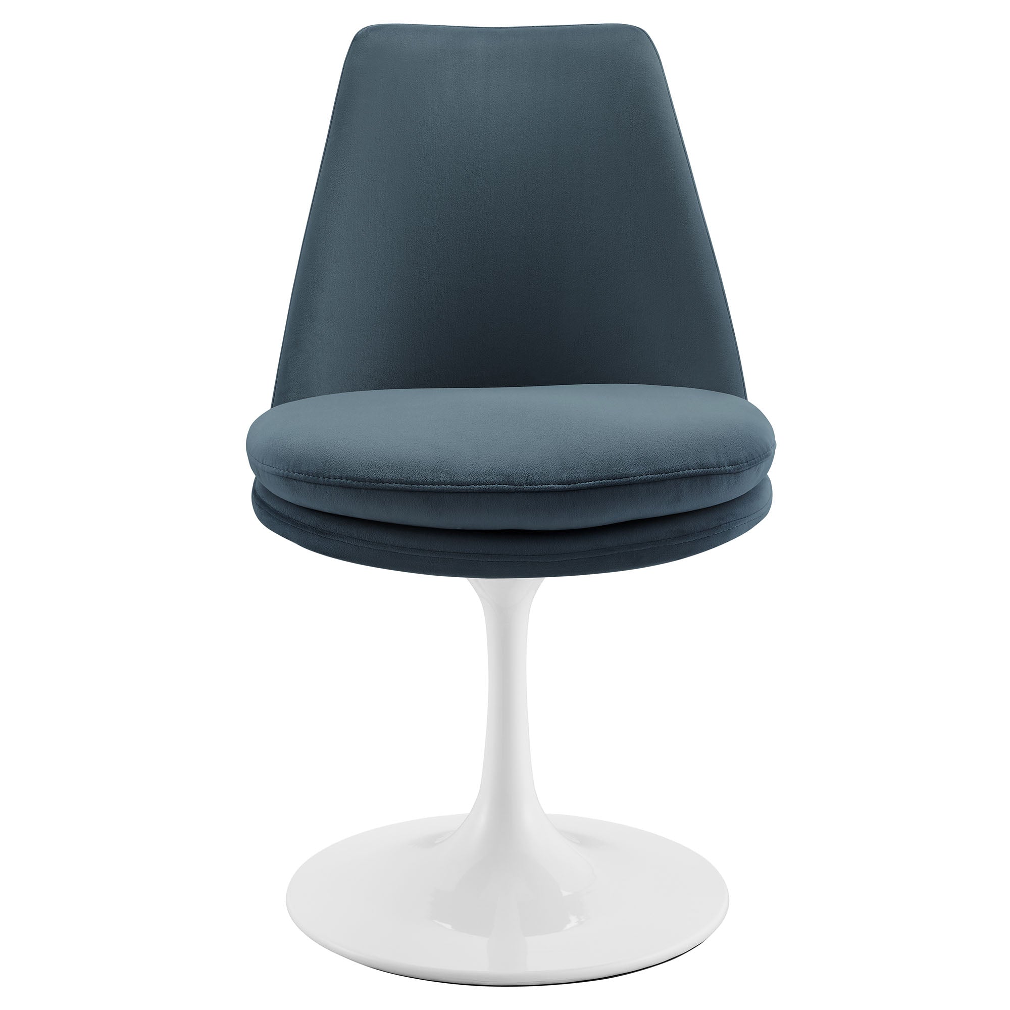 Lippa Swivel Dining Performance Velvet Side Chair, White Cadet Blue