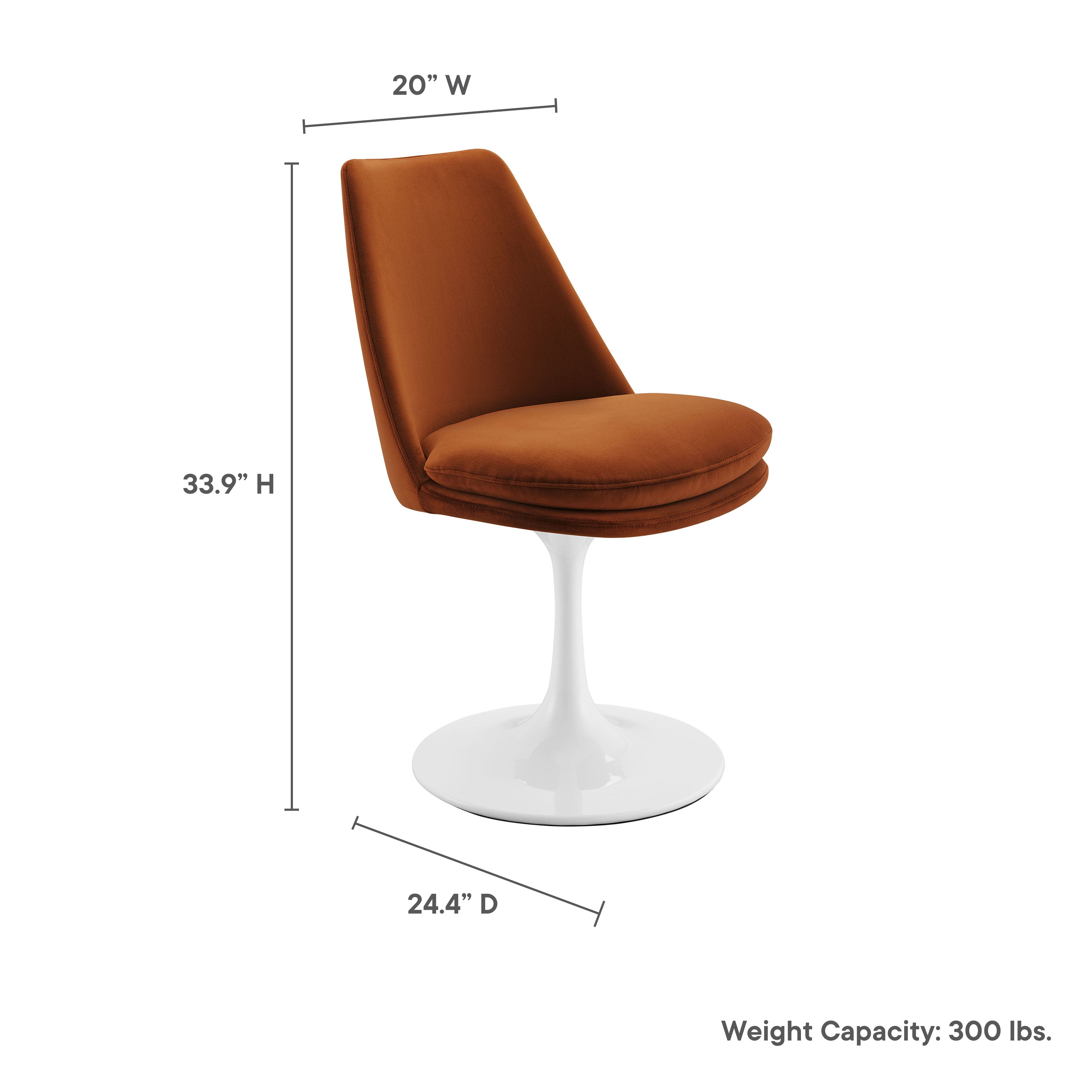 Lippa Swivel Dining Performance Velvet Side Chair, White Rust