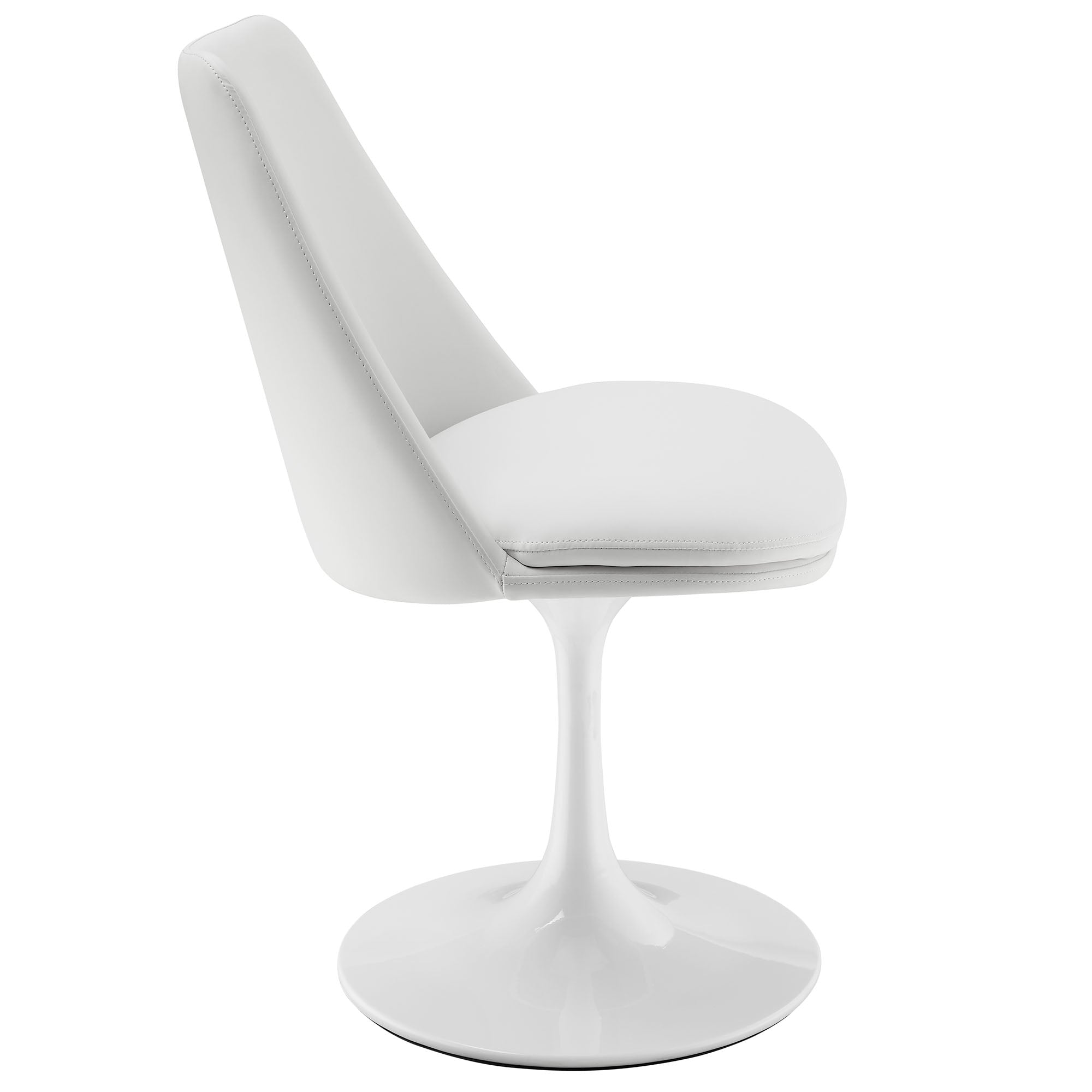 Lippa Swivel Dining Vegan Leather Side Chair, White White