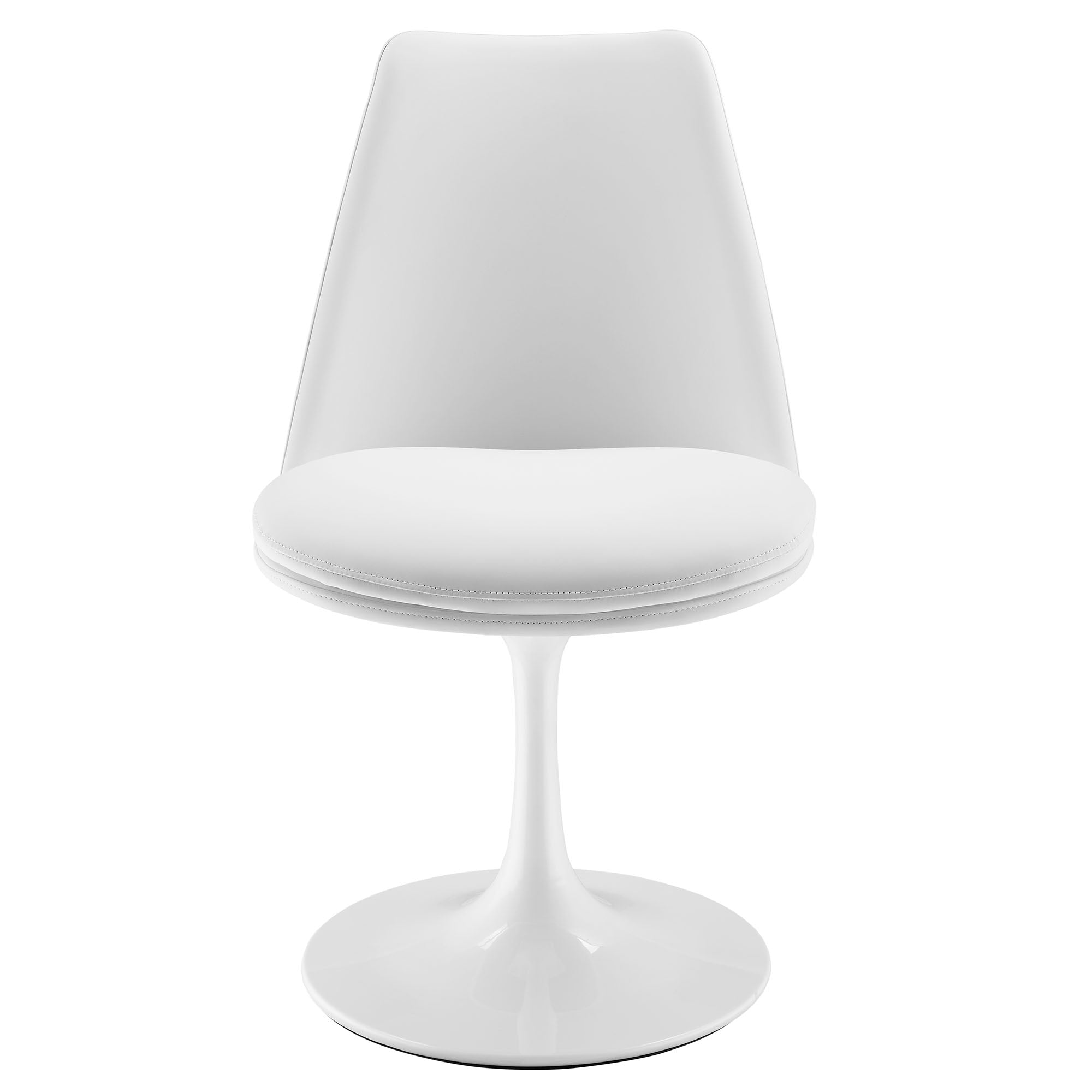 Lippa Swivel Dining Vegan Leather Side Chair, White White