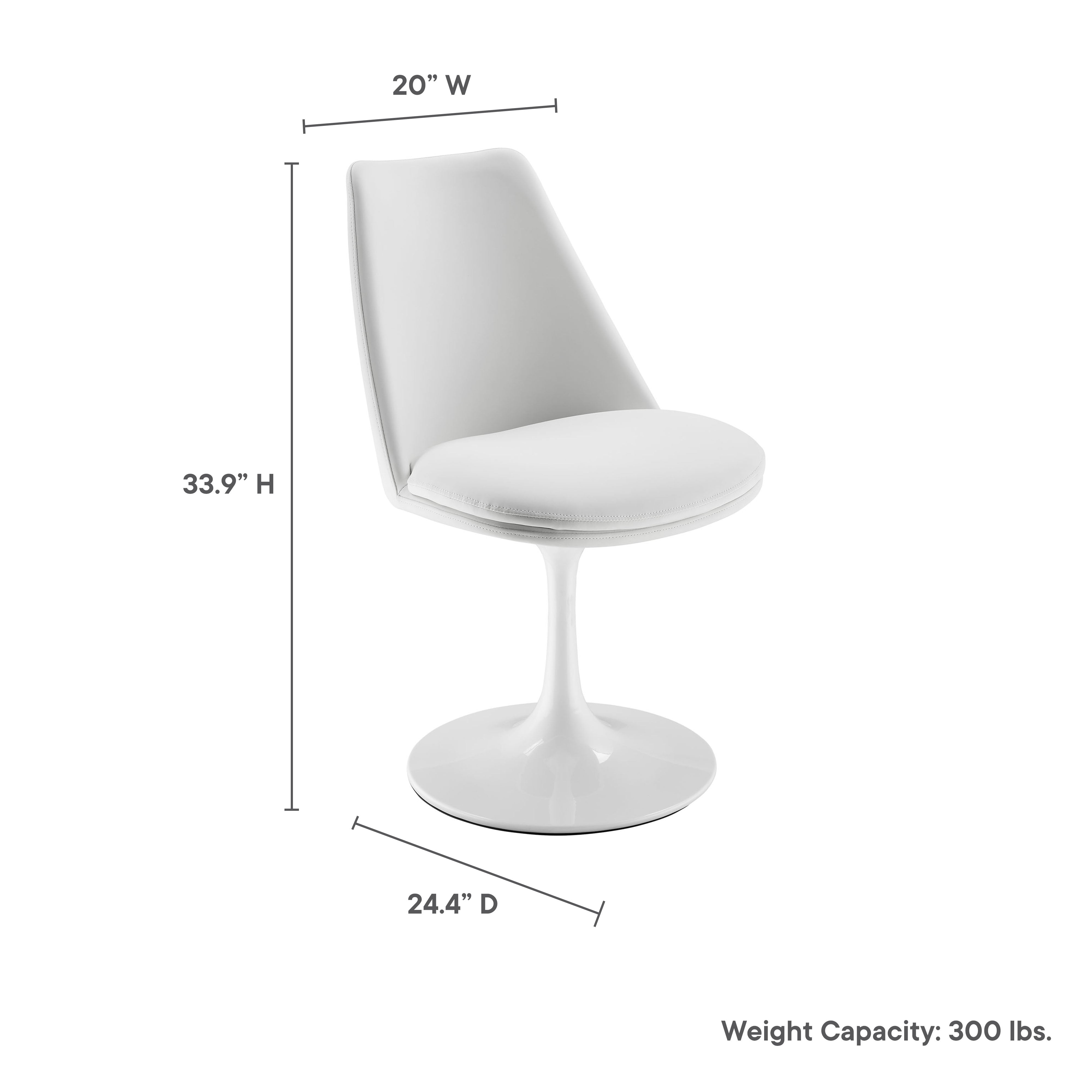 Lippa Swivel Dining Vegan Leather Side Chair, White White
