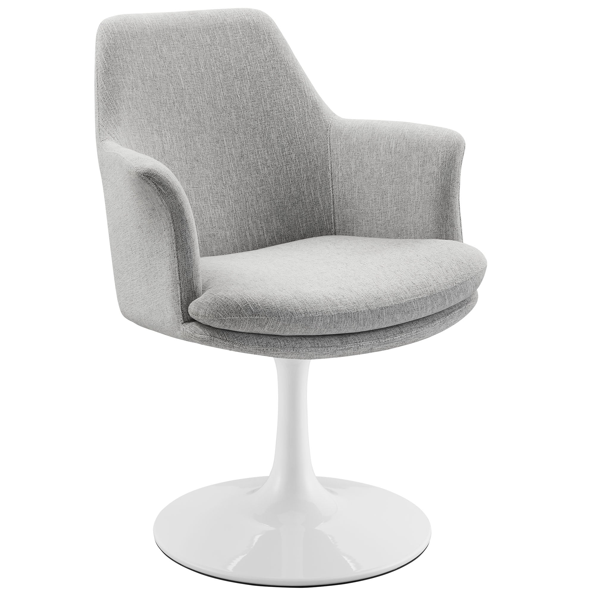 Lippa Swivel Dining Upholstered Armchair, White Light Gray