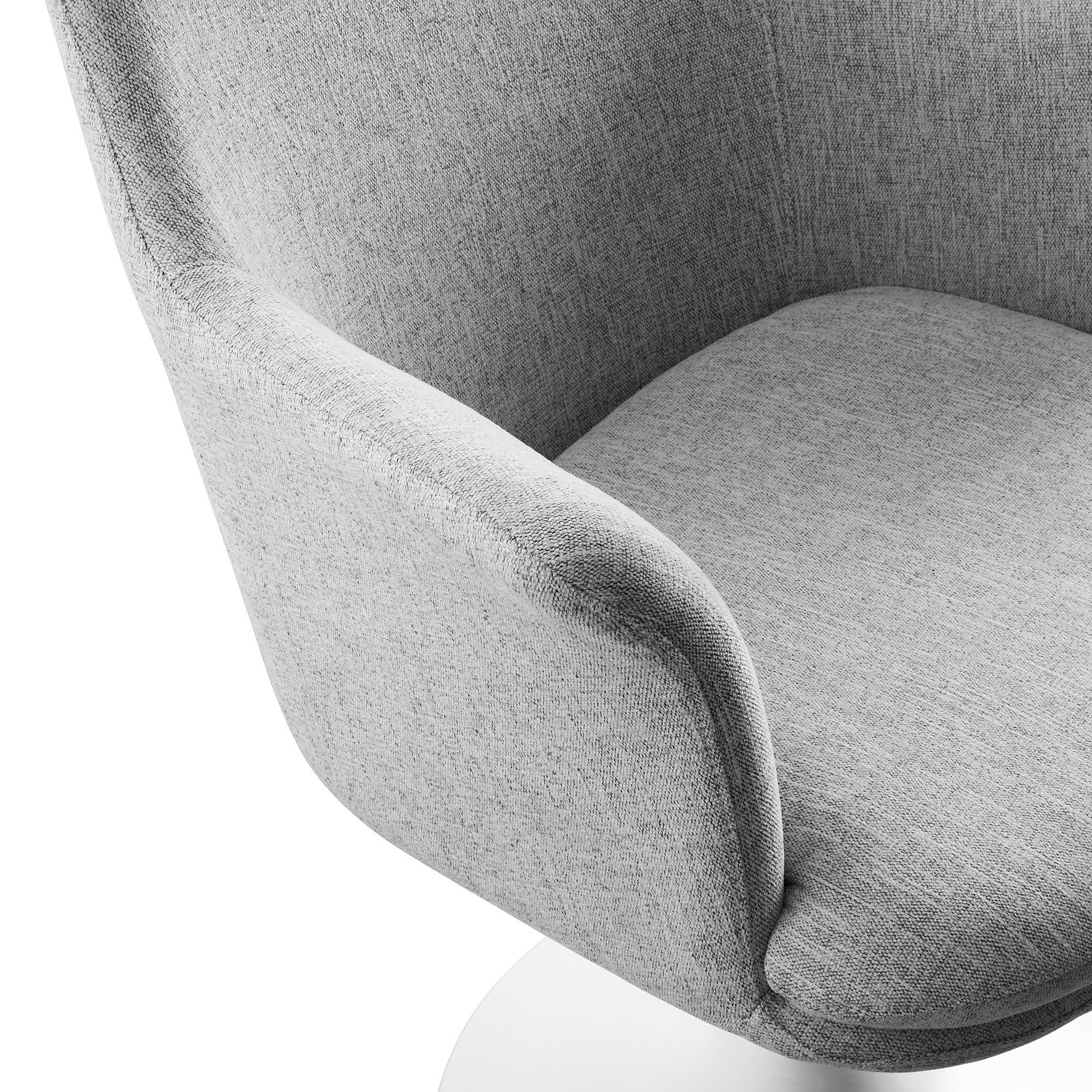 Lippa Swivel Dining Upholstered Armchair, White Light Gray