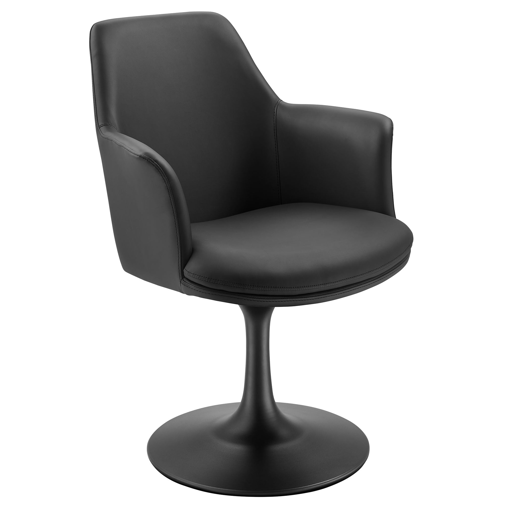 Lippa Swivel Dining Vegan Leather Armchair, Black Black