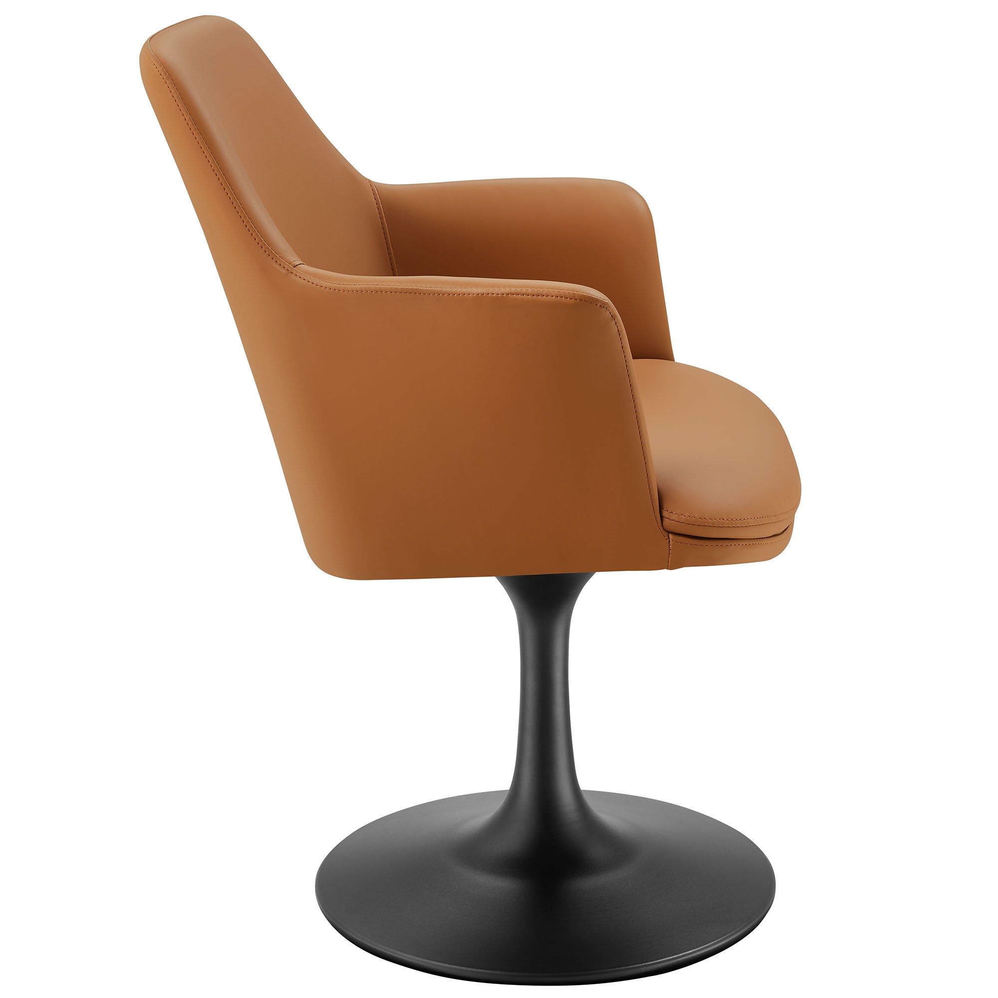 Lippa Swivel Dining Vegan Leather Armchair, Black Tan