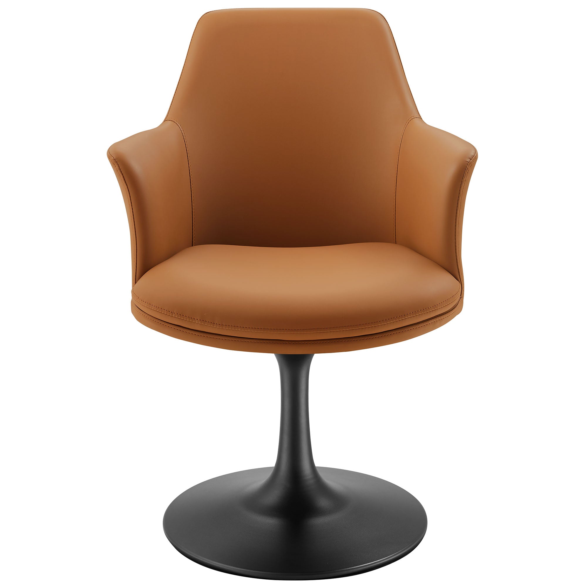 Lippa Swivel Dining Vegan Leather Armchair, Black Tan