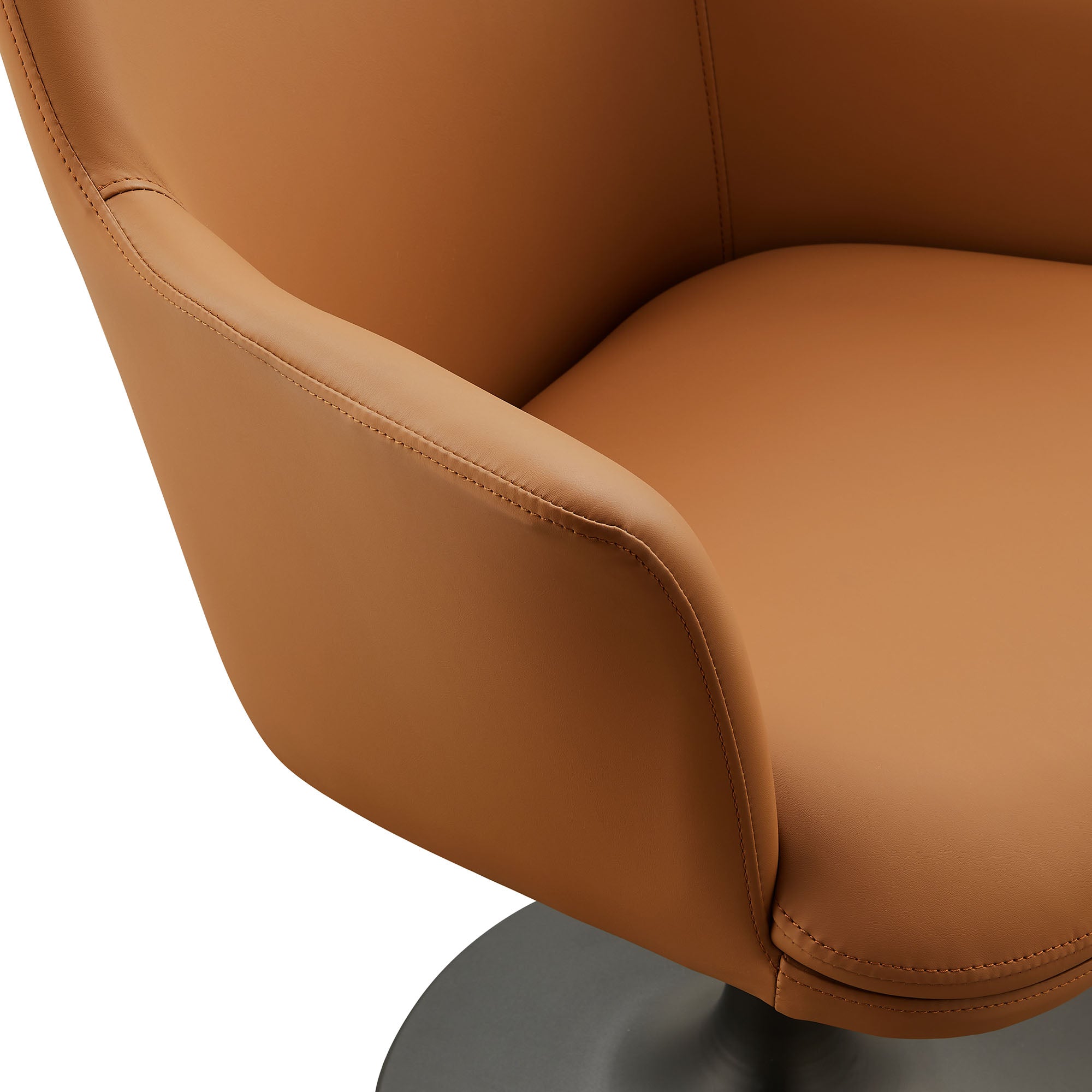 Lippa Swivel Dining Vegan Leather Armchair, Black Tan