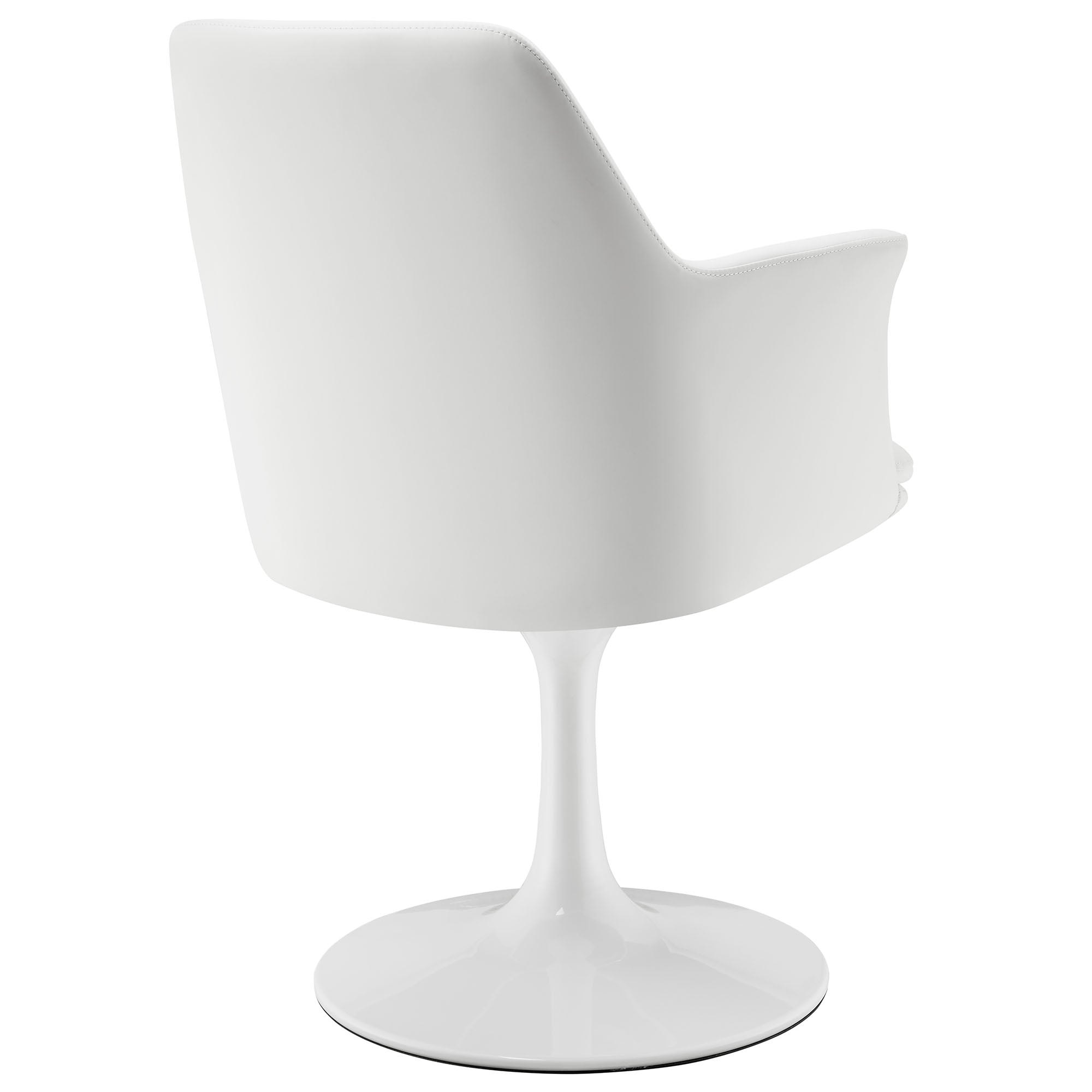Lippa Swivel Dining Vegan Leather Armchair, White White
