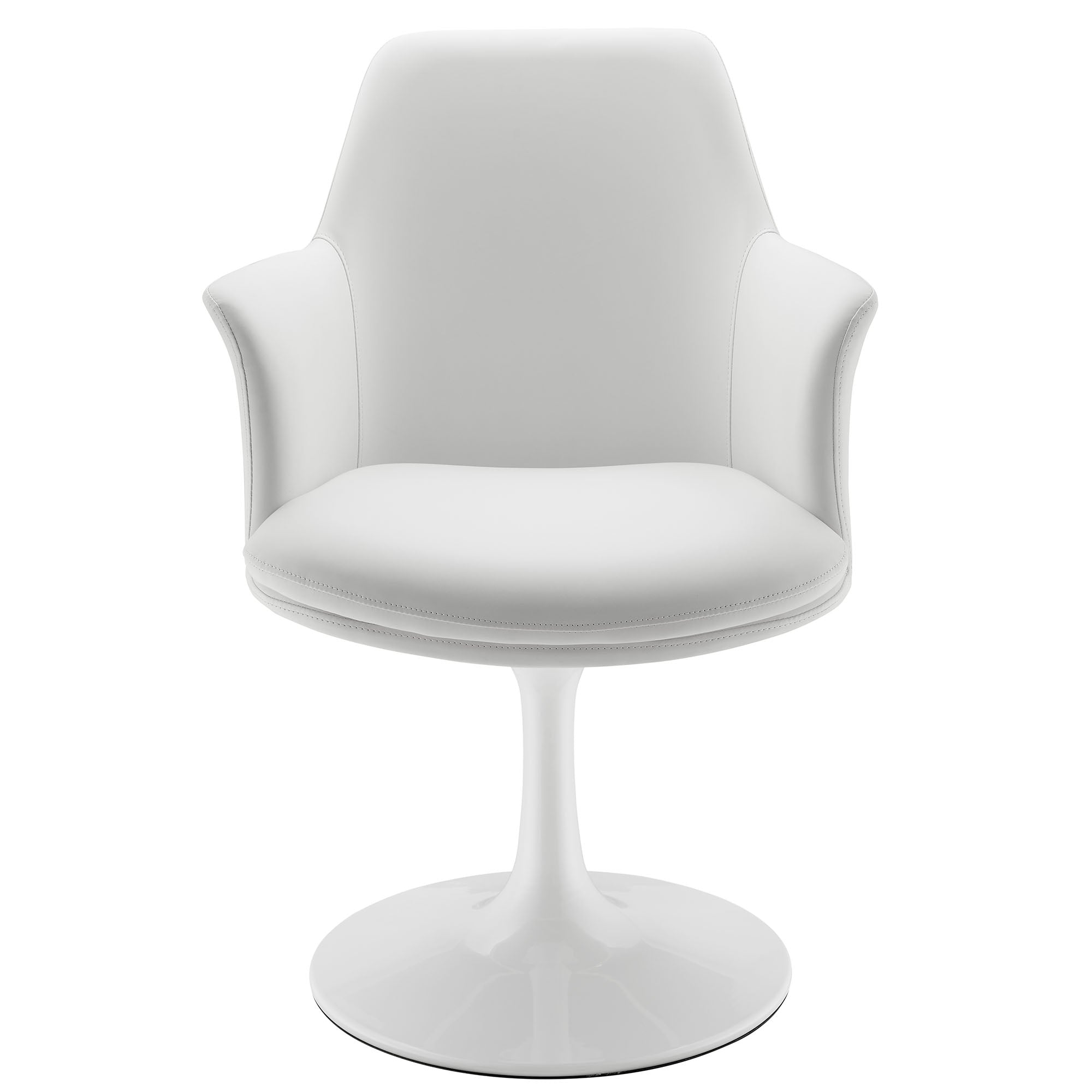 Lippa Swivel Dining Vegan Leather Armchair, White White
