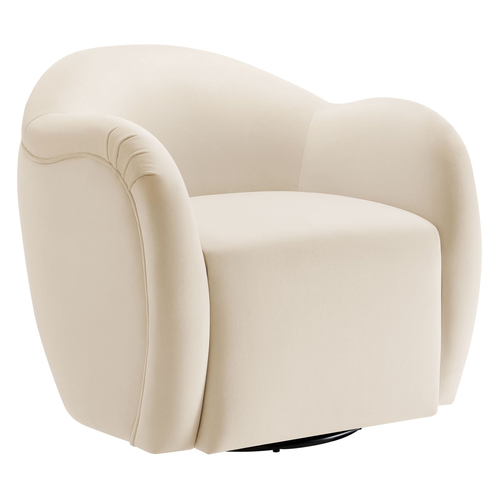Compose Performance Velvet Swivel Armchair, Alabaster