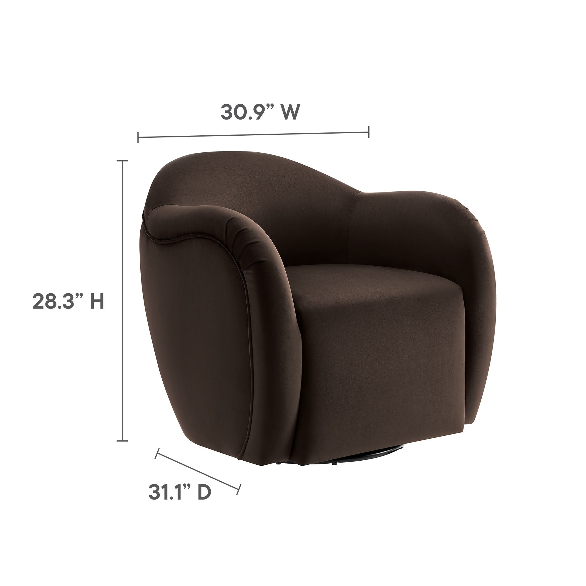 Compose Performance Velvet Swivel Armchair, Chocolate Brown