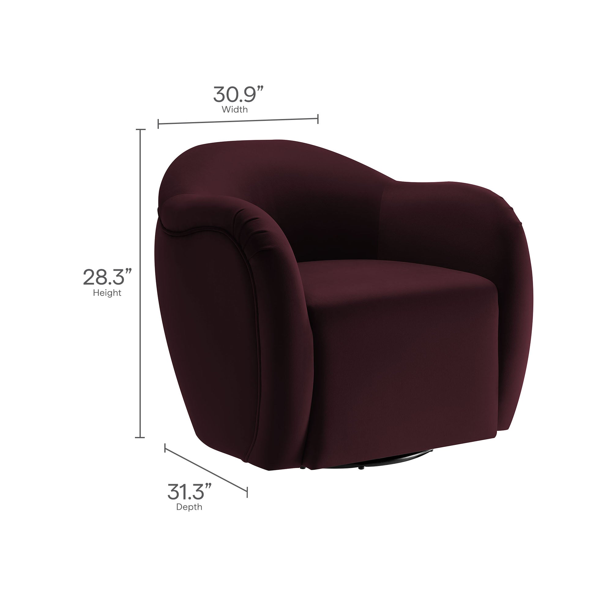 Compose Performance Velvet Swivel Armchair, Mulberry