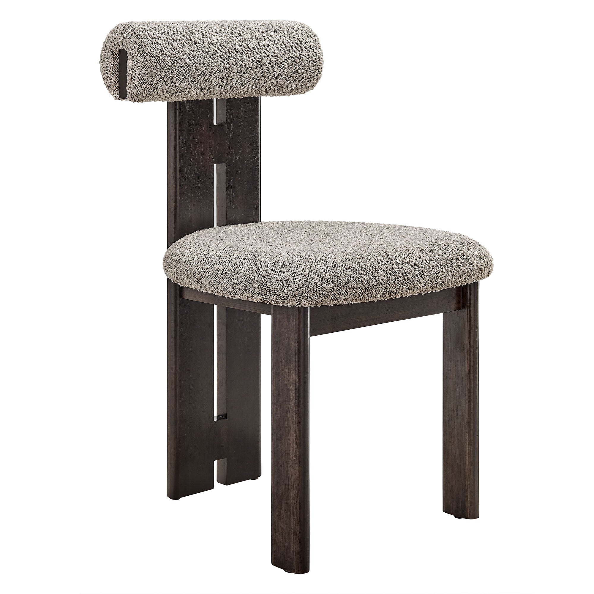 Torian Boucle Fabric Dining Chair Set of 2, Wenge Taupe