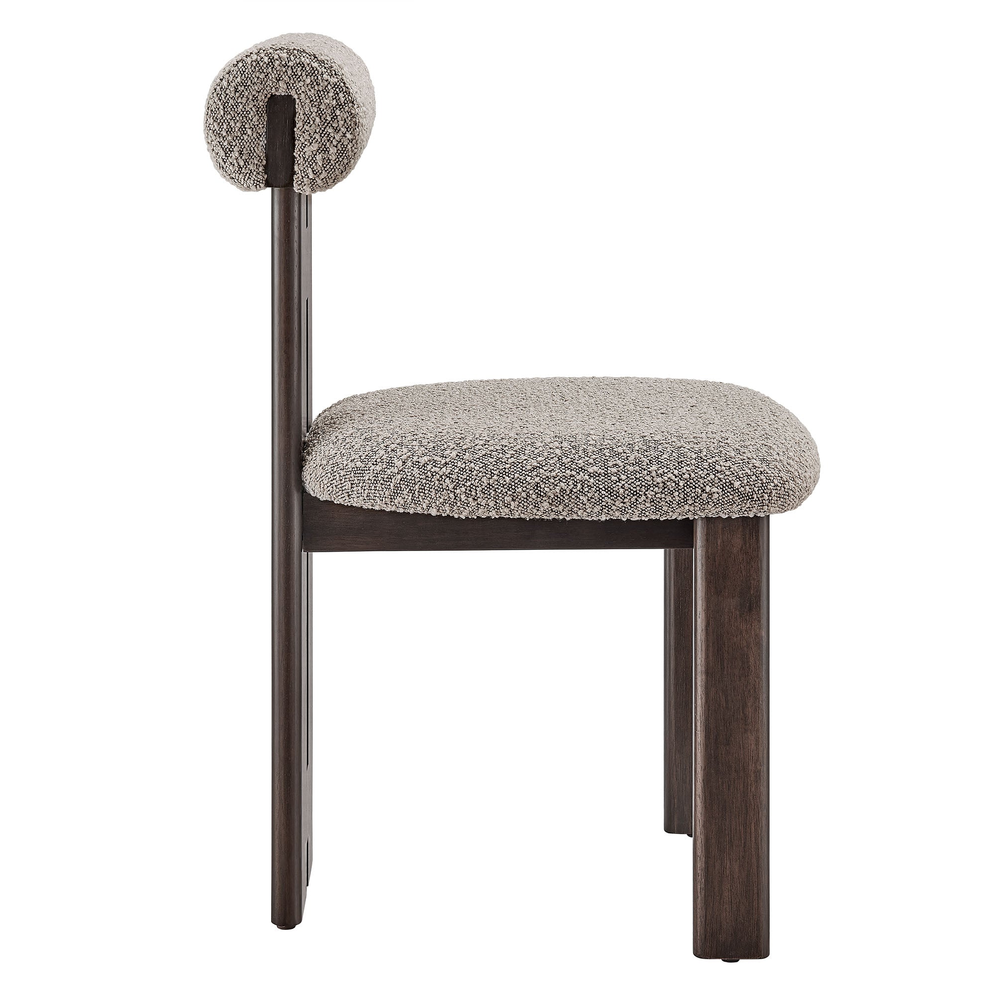 Torian Boucle Fabric Dining Chair Set of 2, Wenge Taupe